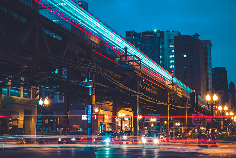 Chicago Train at Night