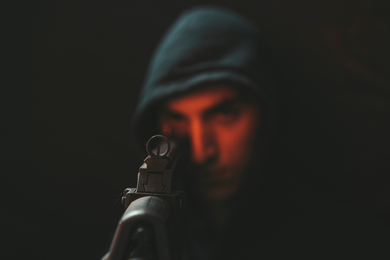 Burglar Aiming Rifle