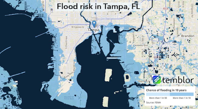 Tampa Flood Zone Map. The light blue areas are the most prone to flooding.