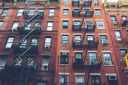 Elegant Fire Escapes of an apartment building.