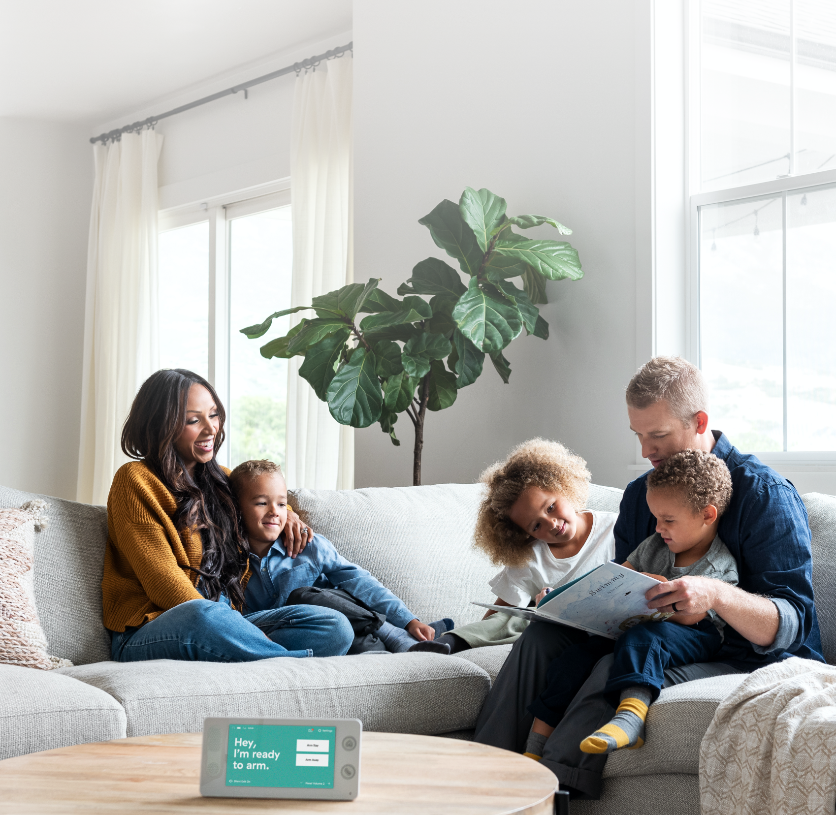 mother and father with kids