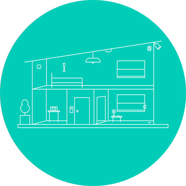 cartoon home with cove security system