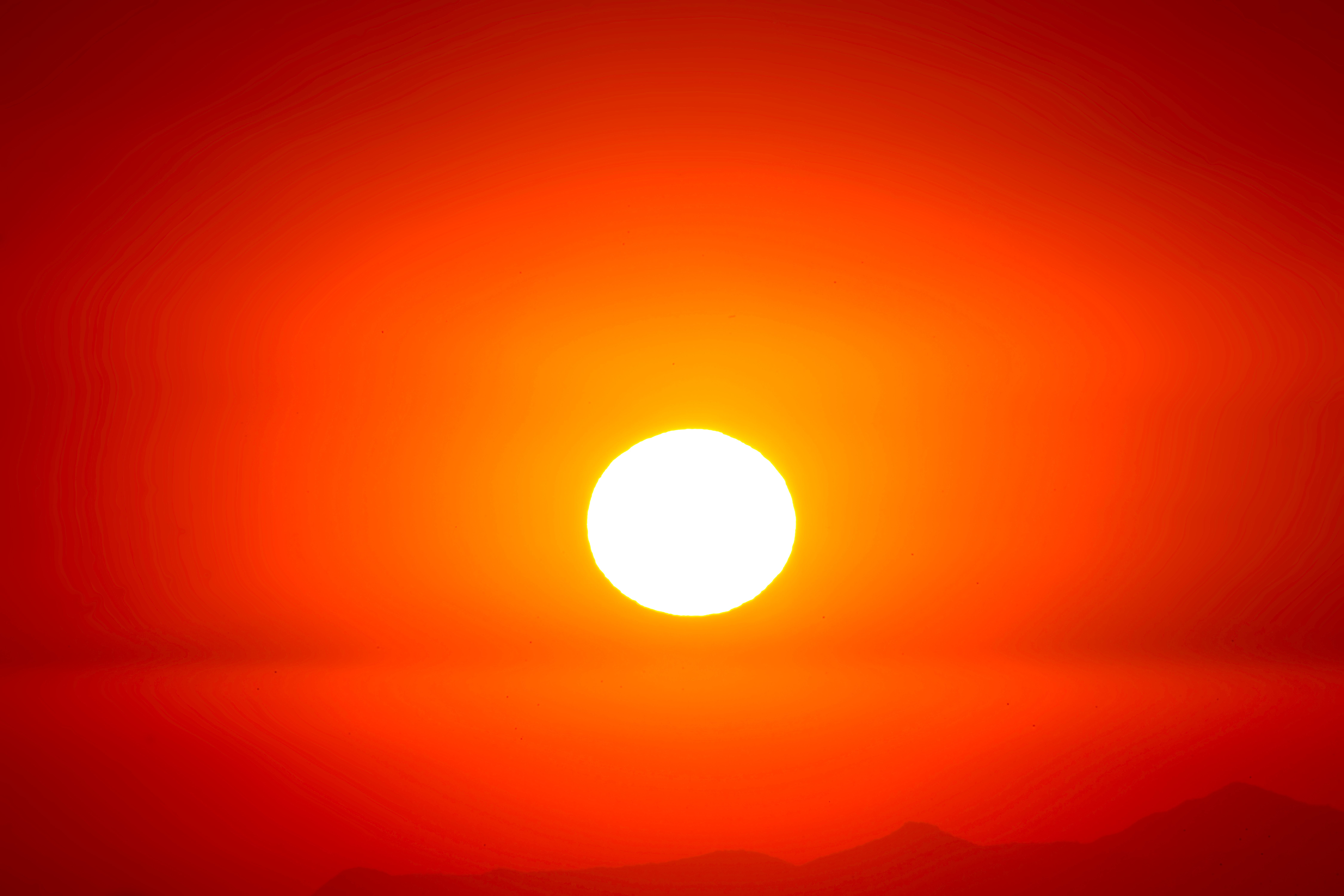 Sunset with bright yellow, orange, reds.