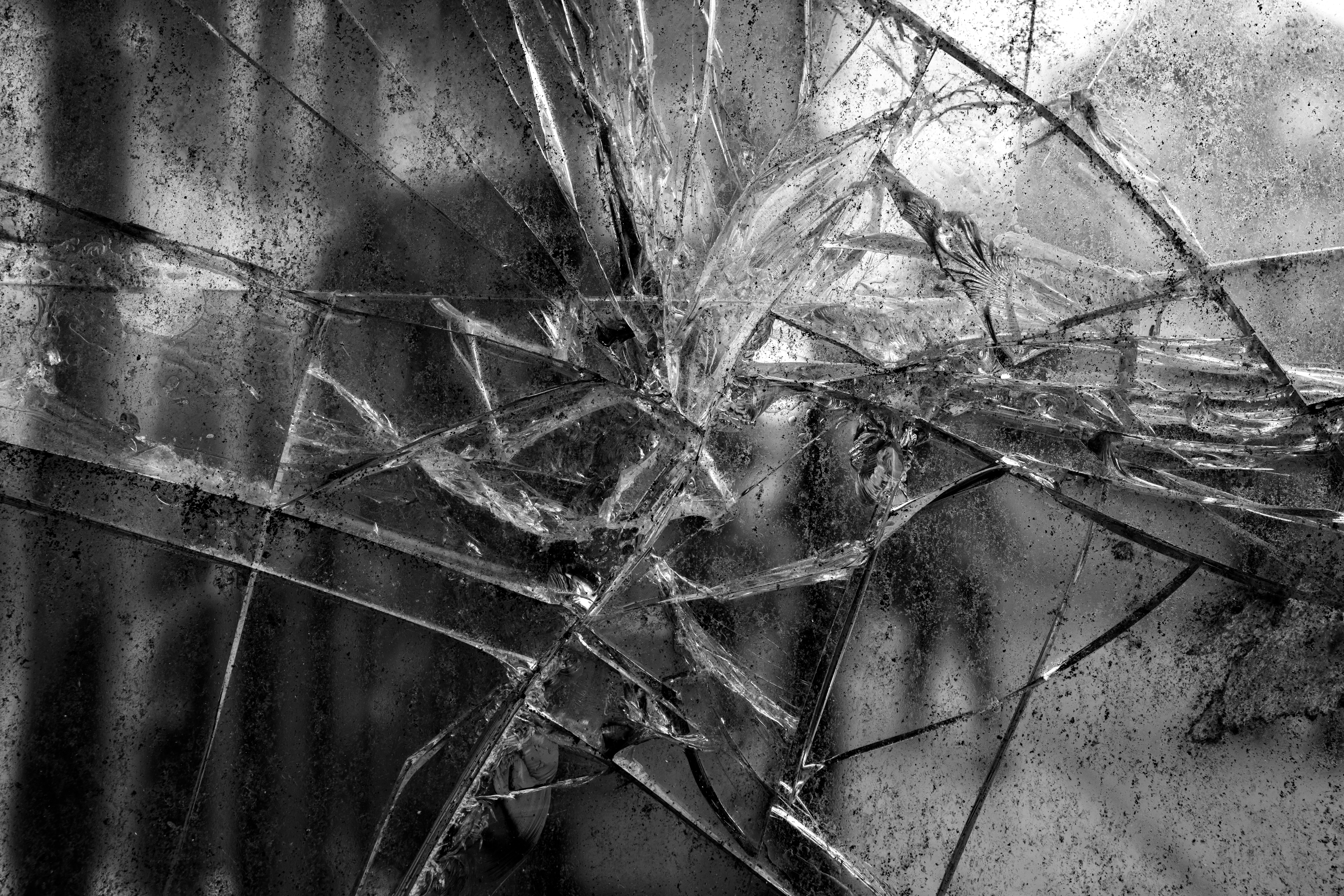 Cracked glass in a window.