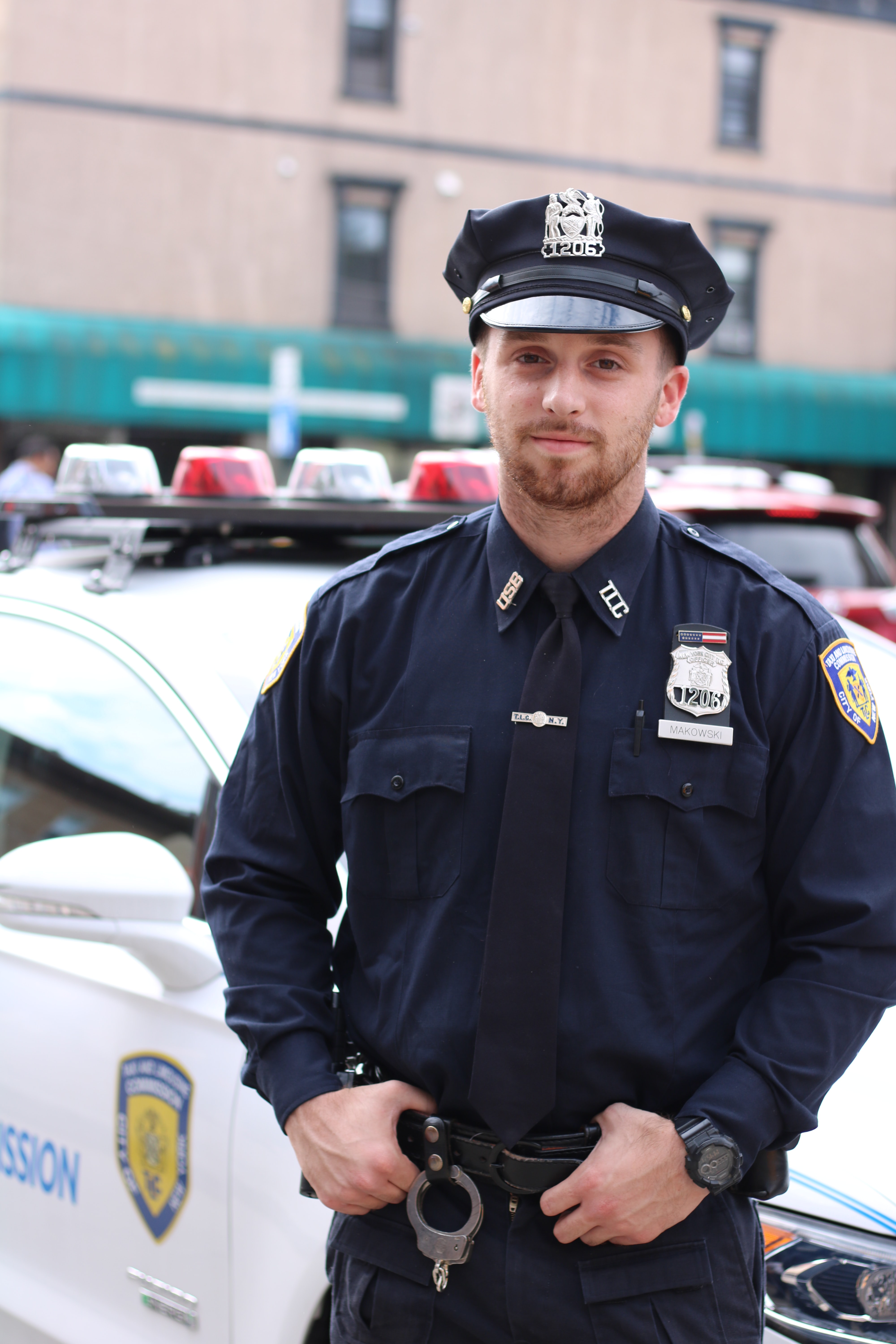 Friendly police officer ready to help.