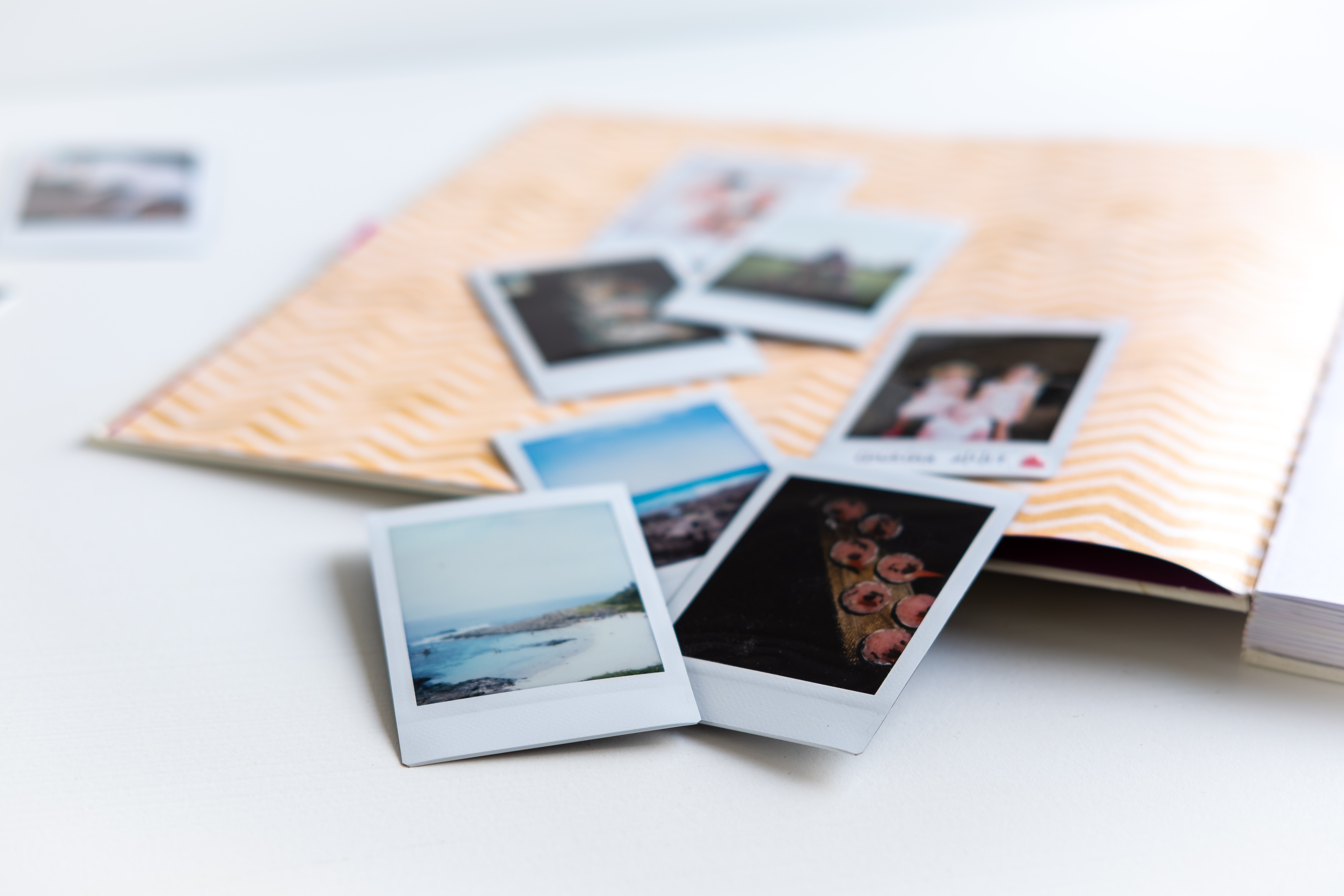 Several photos laying on a page.