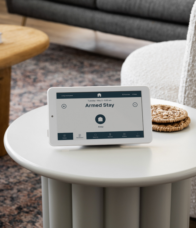 alarm panel on coffee table