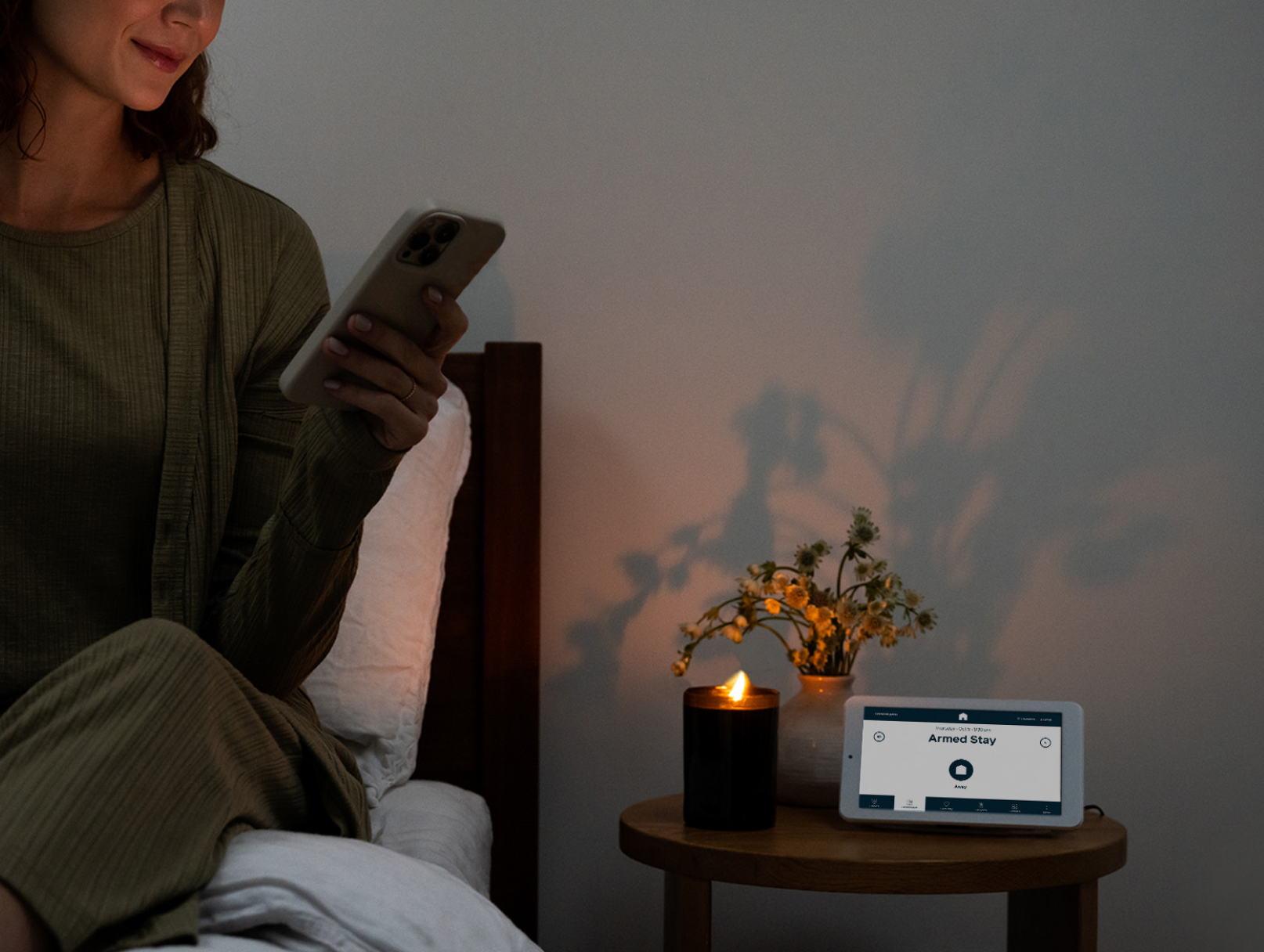 alarm display on side table