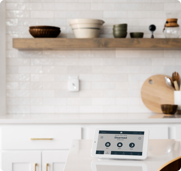 alarm display and siren in kitchen