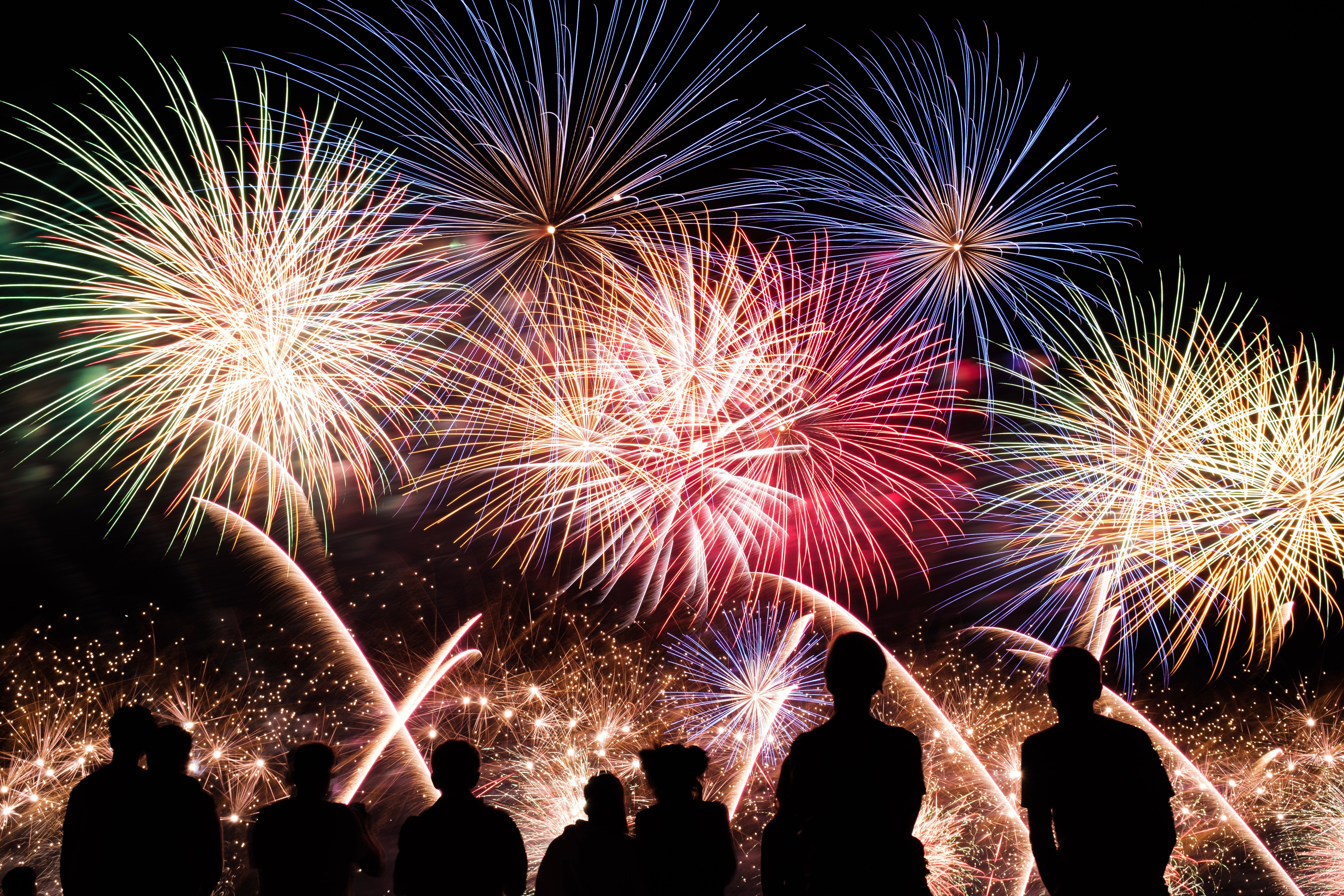 Group of people watching fireworks on the 4th of July