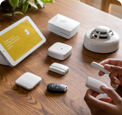 Cove security system on table