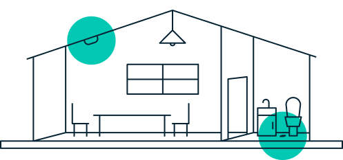 home with a smoke and flood sensor
