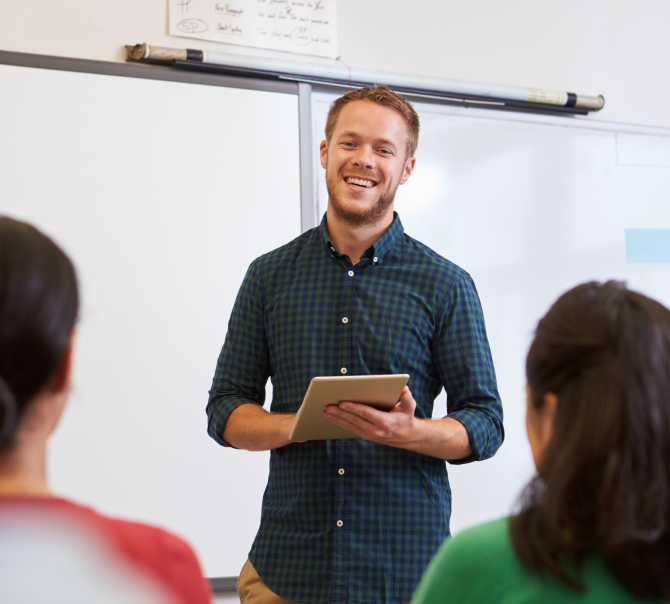 Teacher looking out into their class