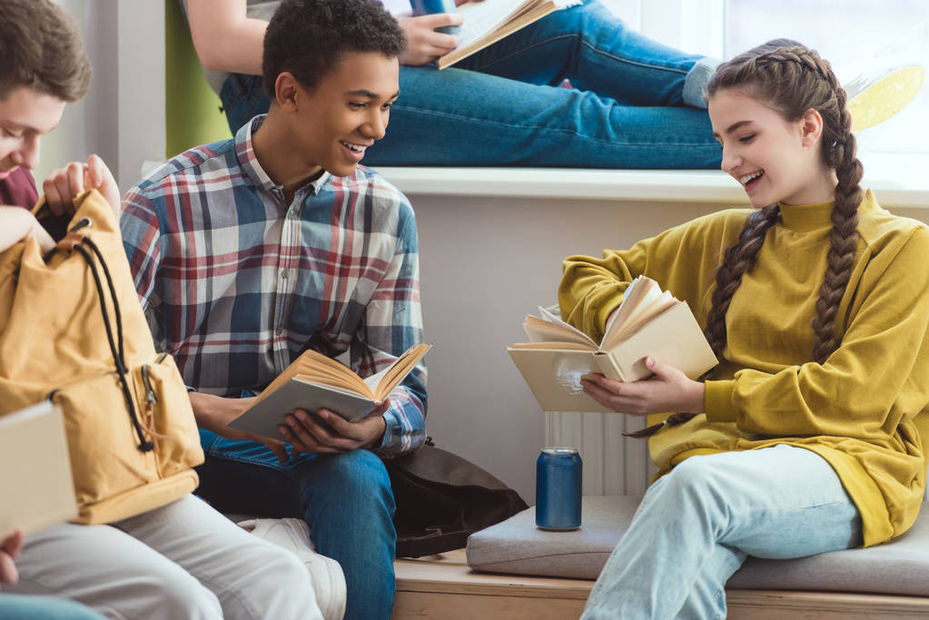 College students study on campus.
