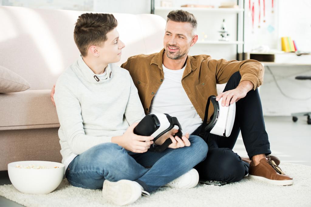 Parent and teen talking about boundaries with technology.