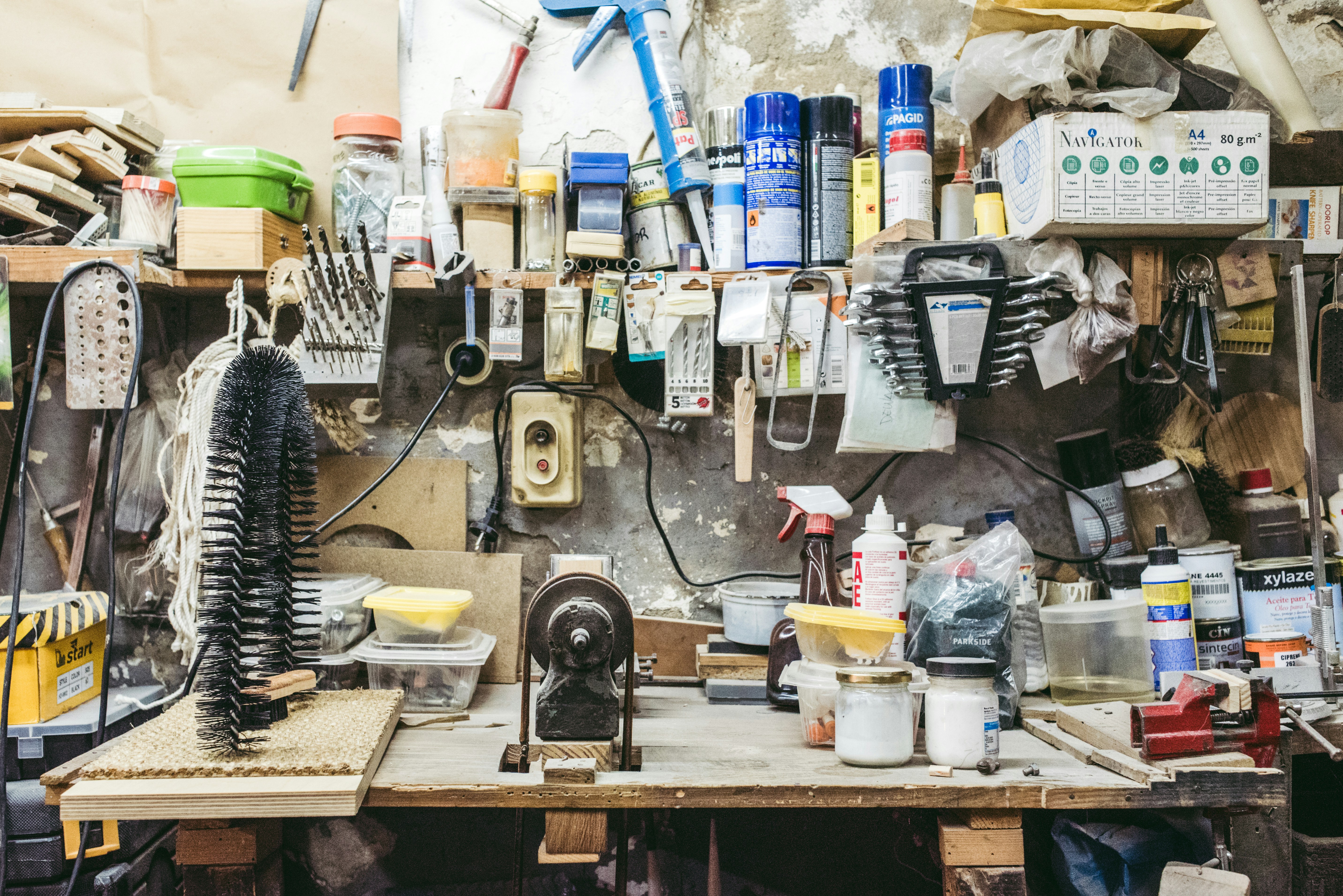 Organizing the garage.