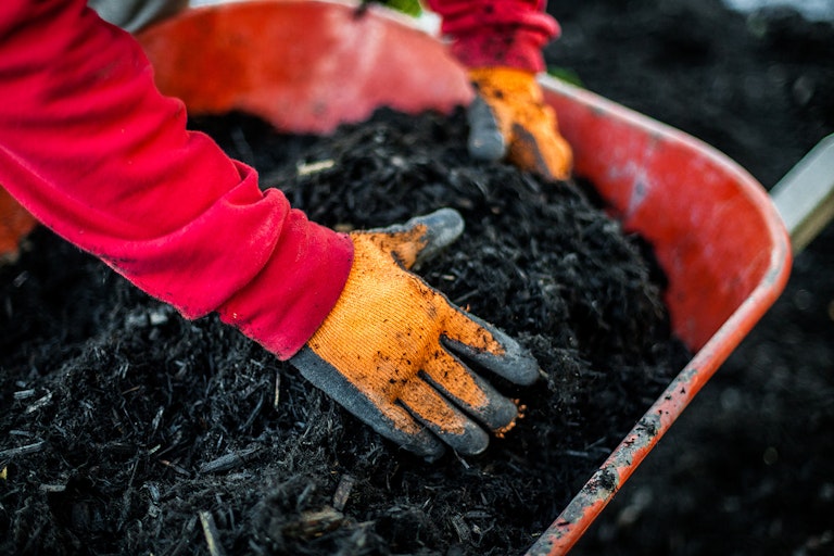 landscaping with mulch and compost