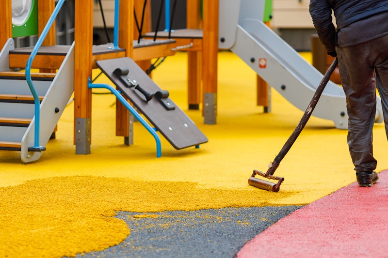 Wet pour rubber playground surface