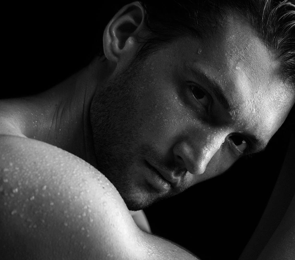 black and white photo of a man