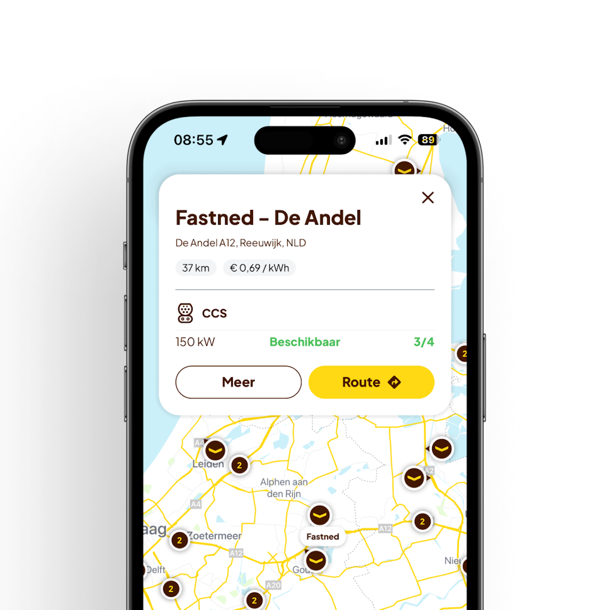Screenshot van de Fastned app