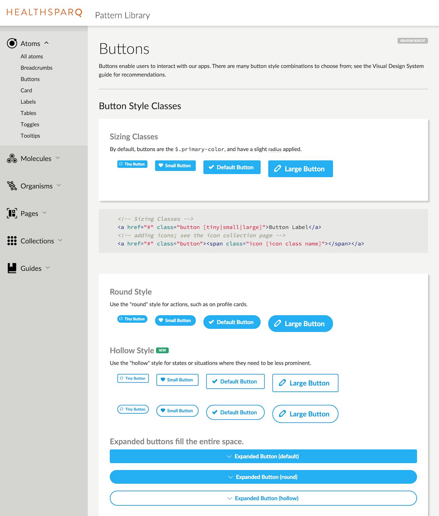 Buttons section view