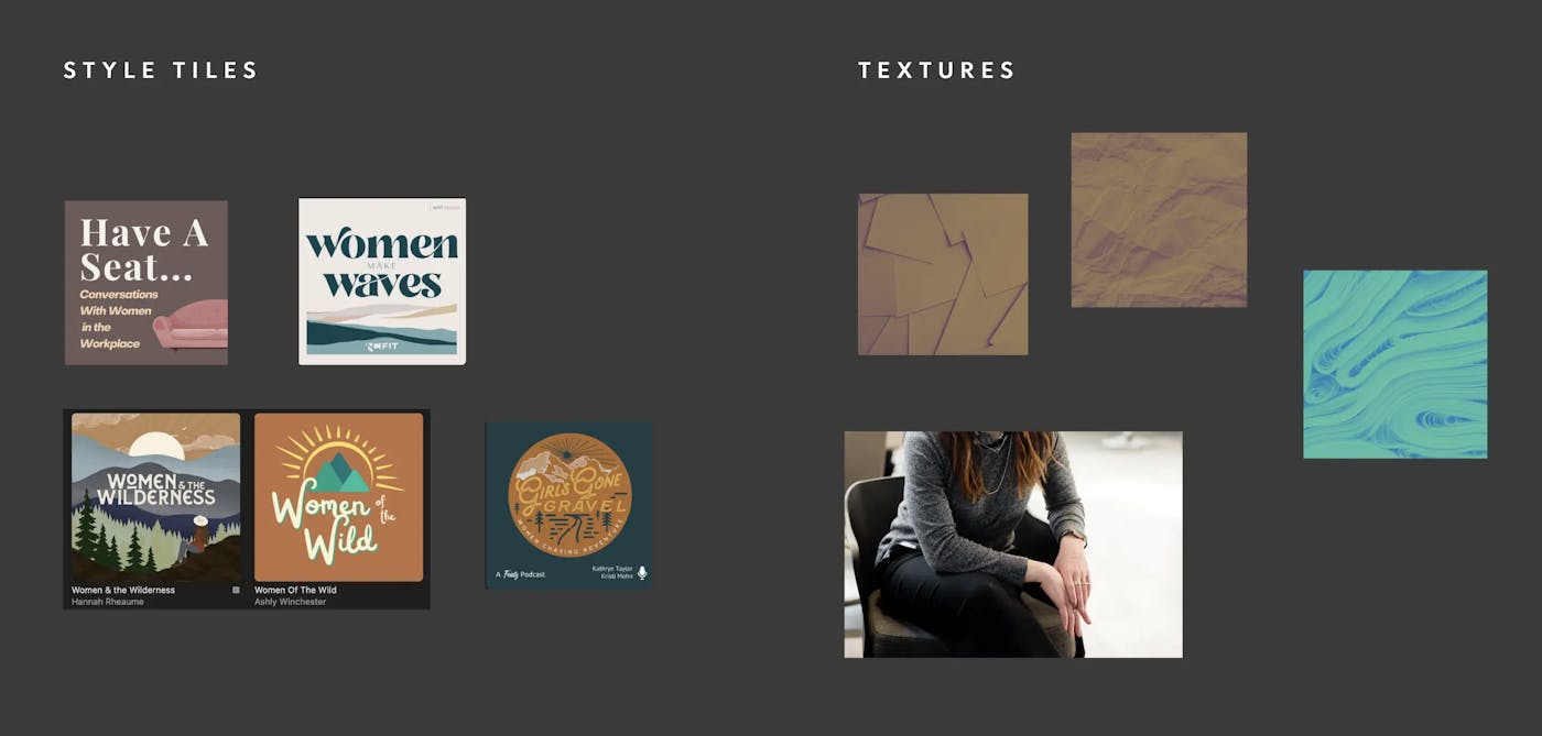 Style tiles and texture explorations.