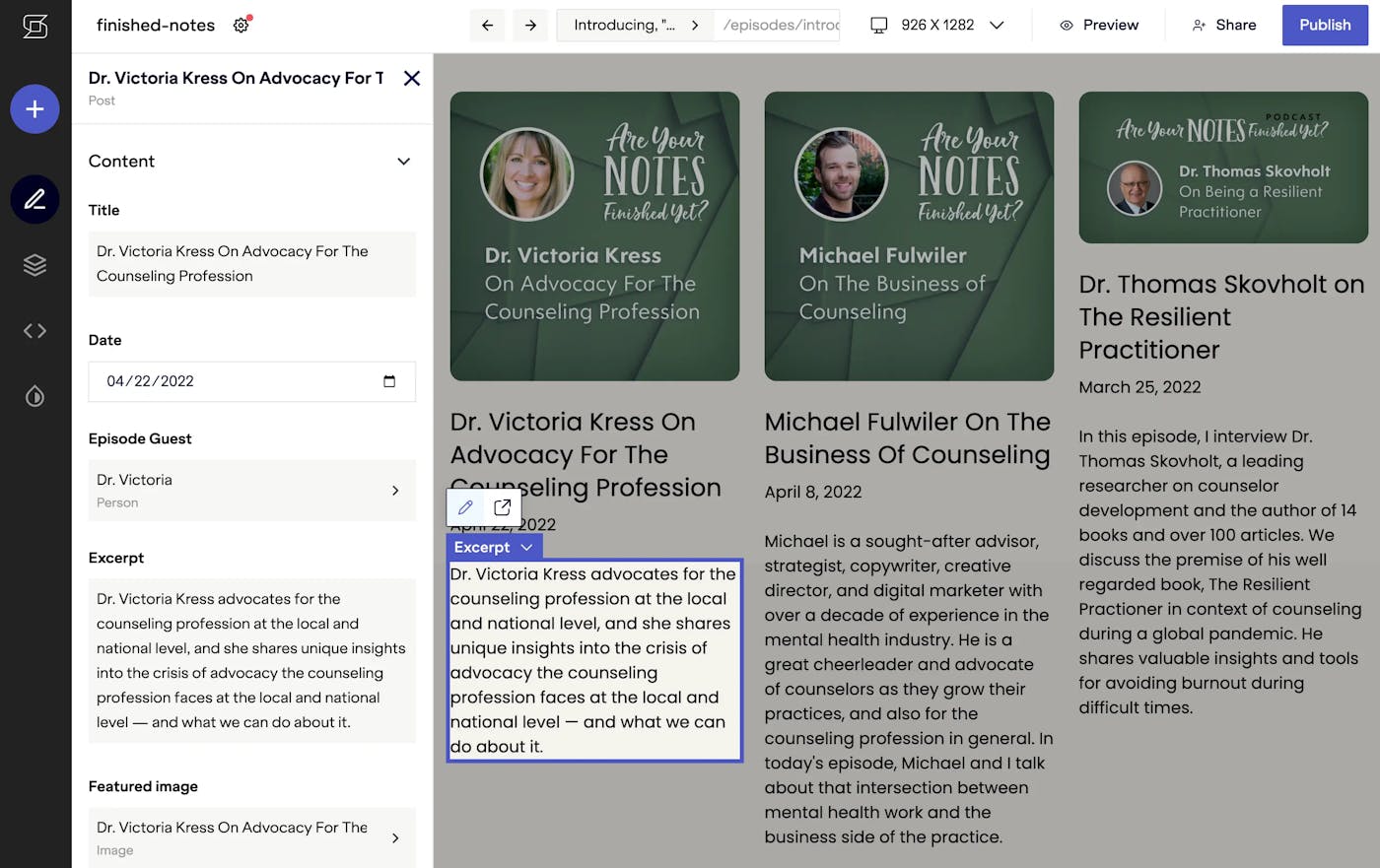 Stackbit editorial interface. It uses markdown as the primary text format.