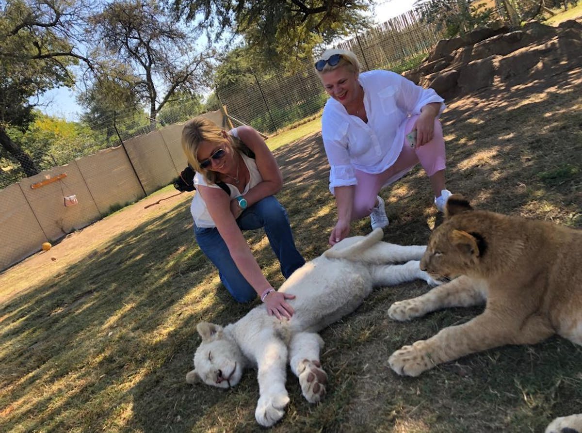 Diane and Sonja, lion