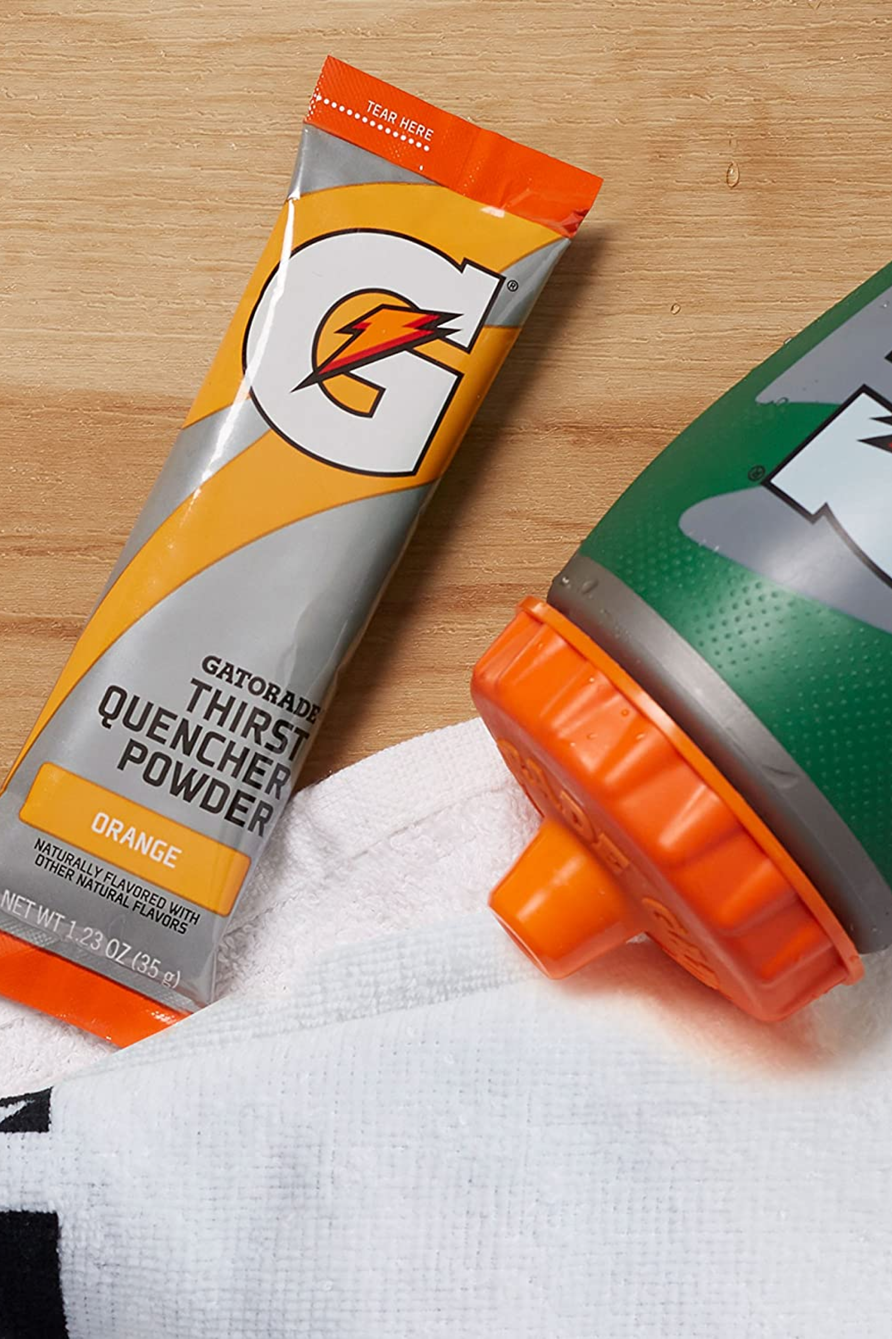 Gatorade Thirst Quencher Single Serve Powder Orange packet with Gx bottle