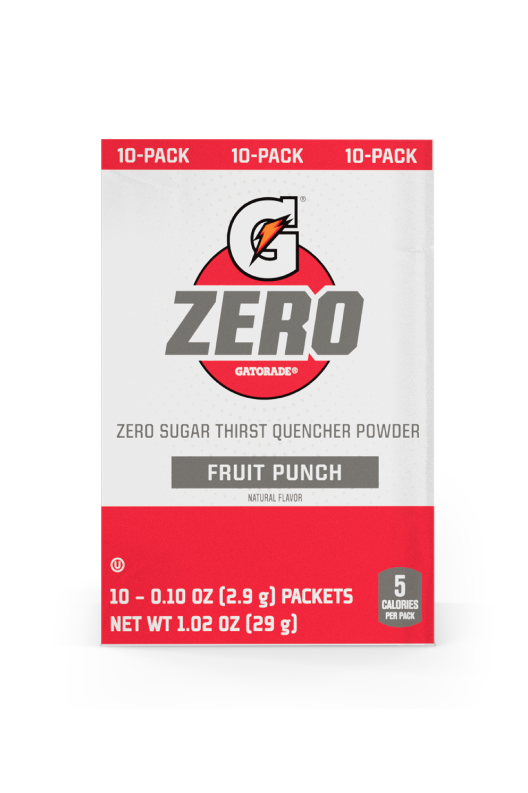 Gatorade Zero Sugar Thirst Quencher Single Serve Powder Fruit Punch 10 Pack