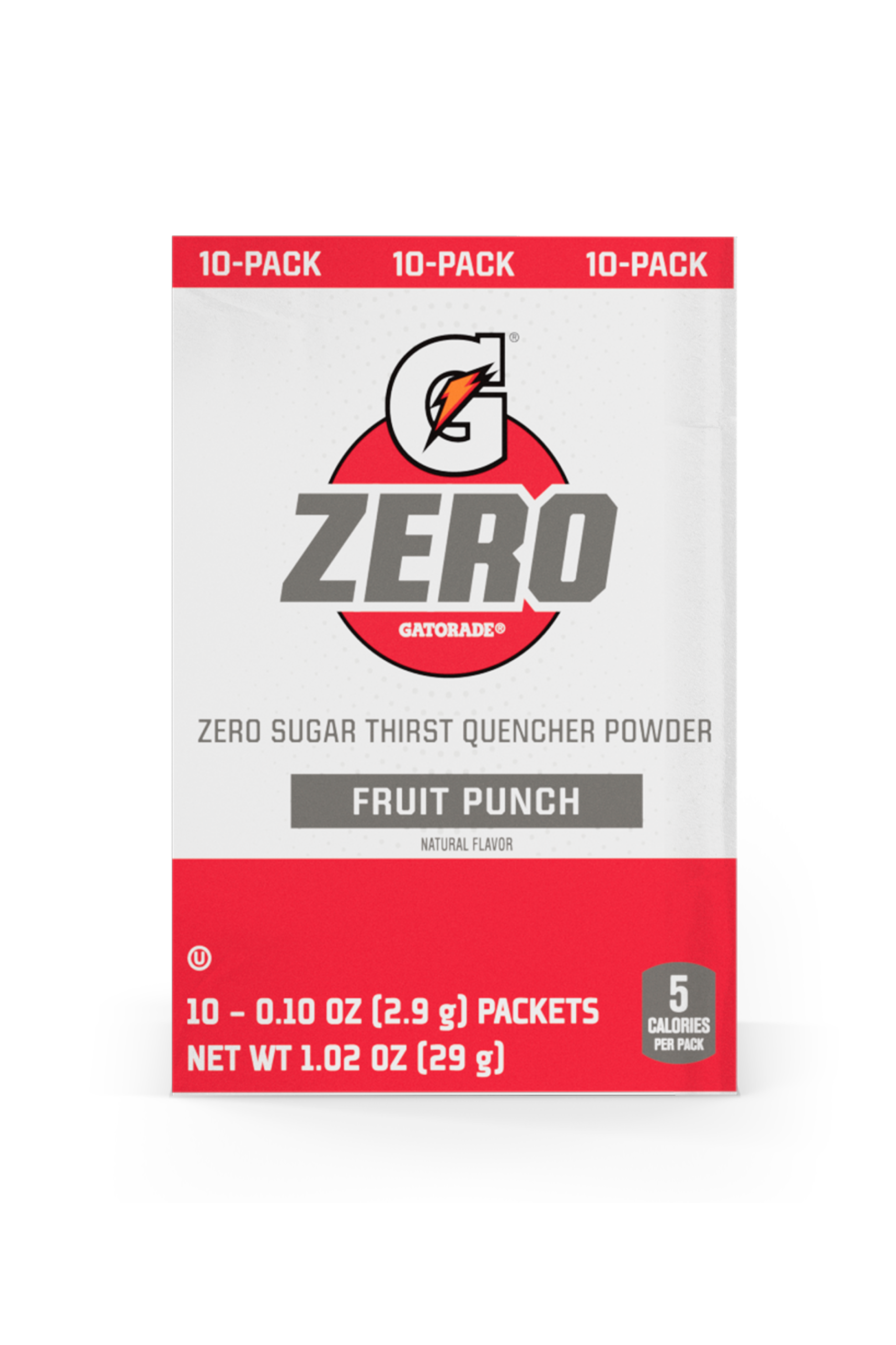 Gatorade Zero Sugar Thirst Quencher Single Serve Powder Fruit Punch 10 Pack