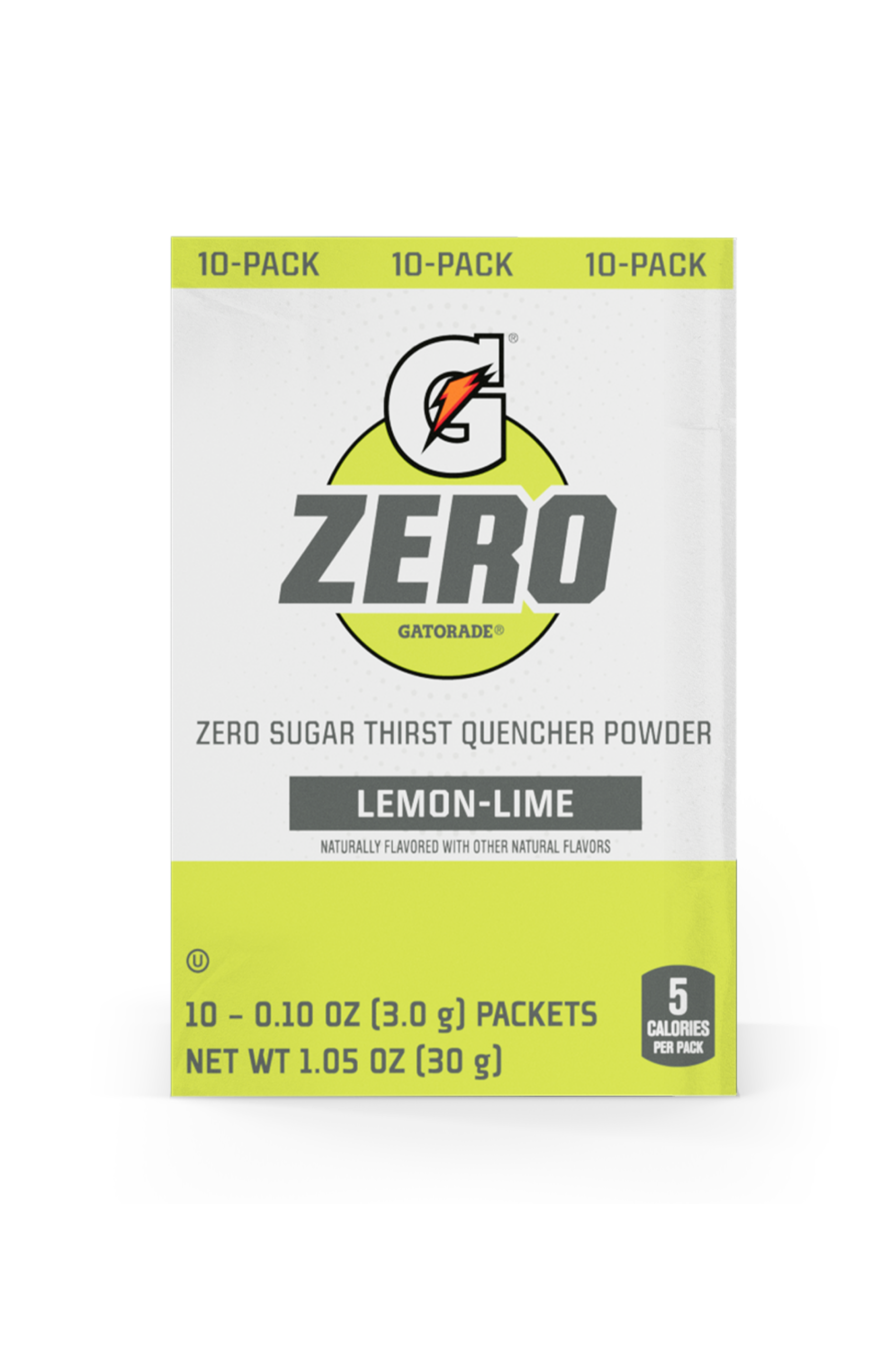 Gatorade Zero Sugar Thirst Quencher Single Serve Powder Lemon Lime 10 Pack