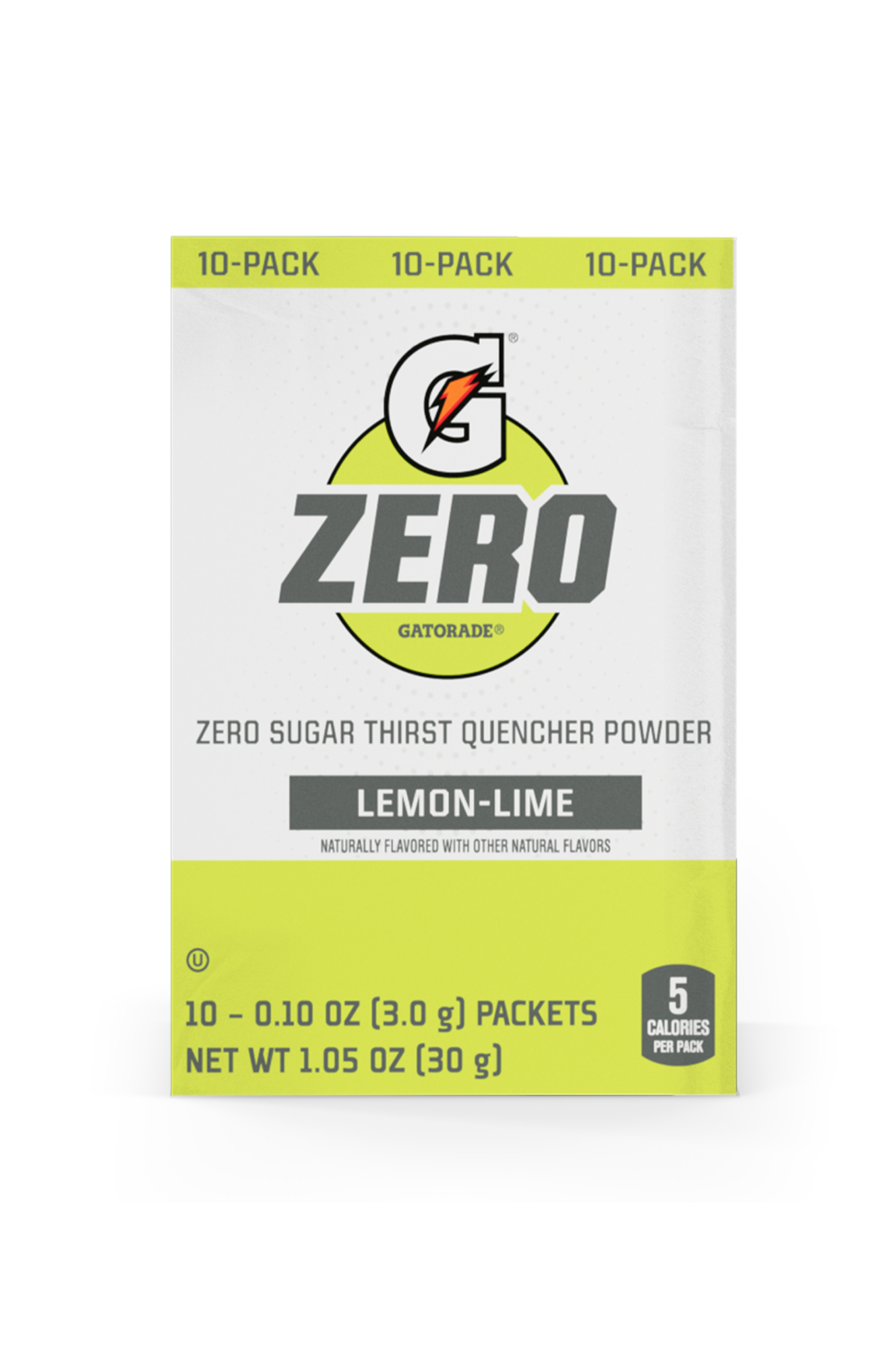 Gatorade Zero Sugar Thirst Quencher Single Serve Powder Lemon Lime 10 Pack