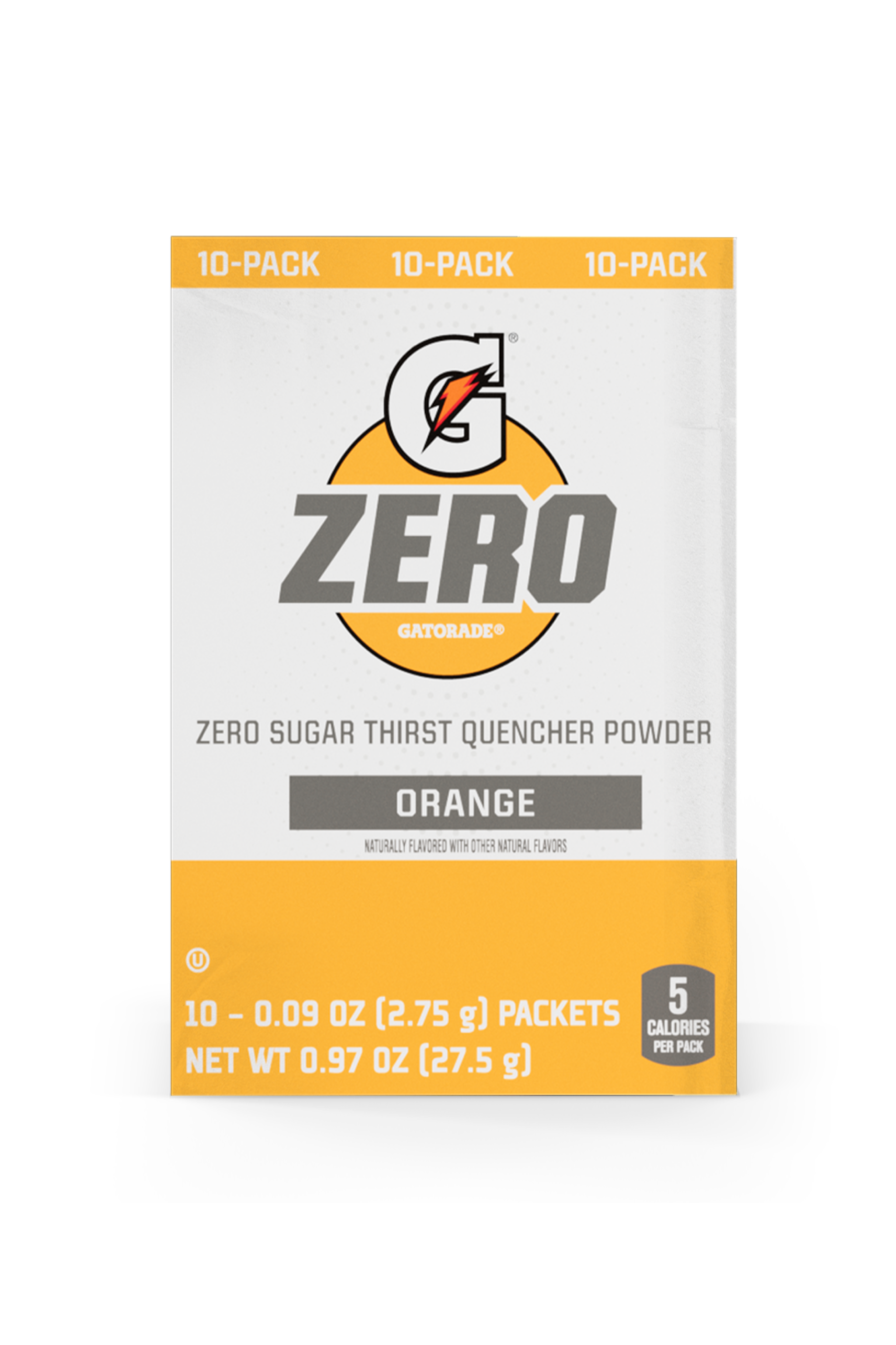 Gatorade Zero Sugar Thirst Quencher Single Serve Powder Orange 10 Pack