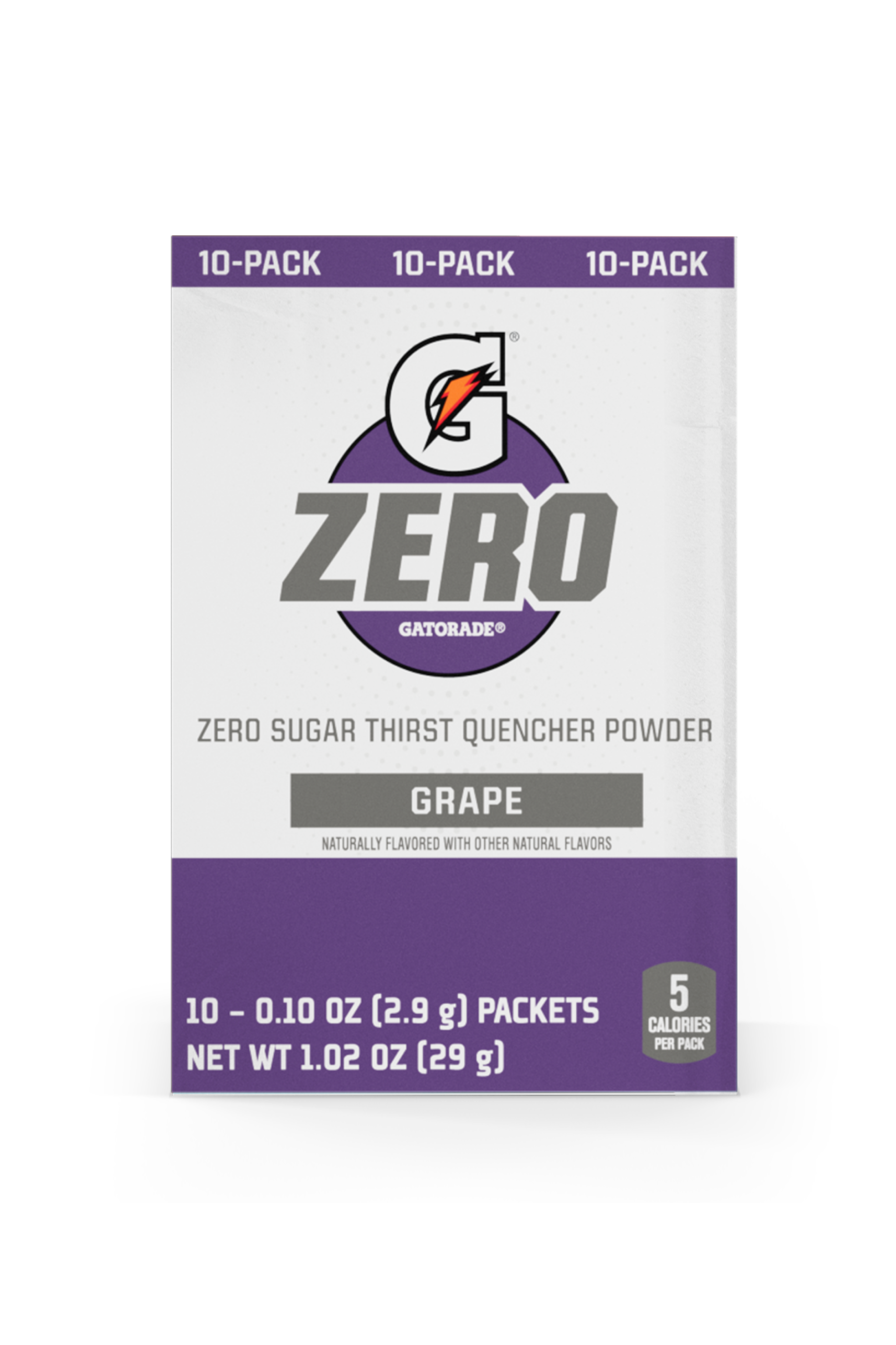 Gatorade Zero Sugar Thirst Quencher Single Serve Powder Grape 10 Pack