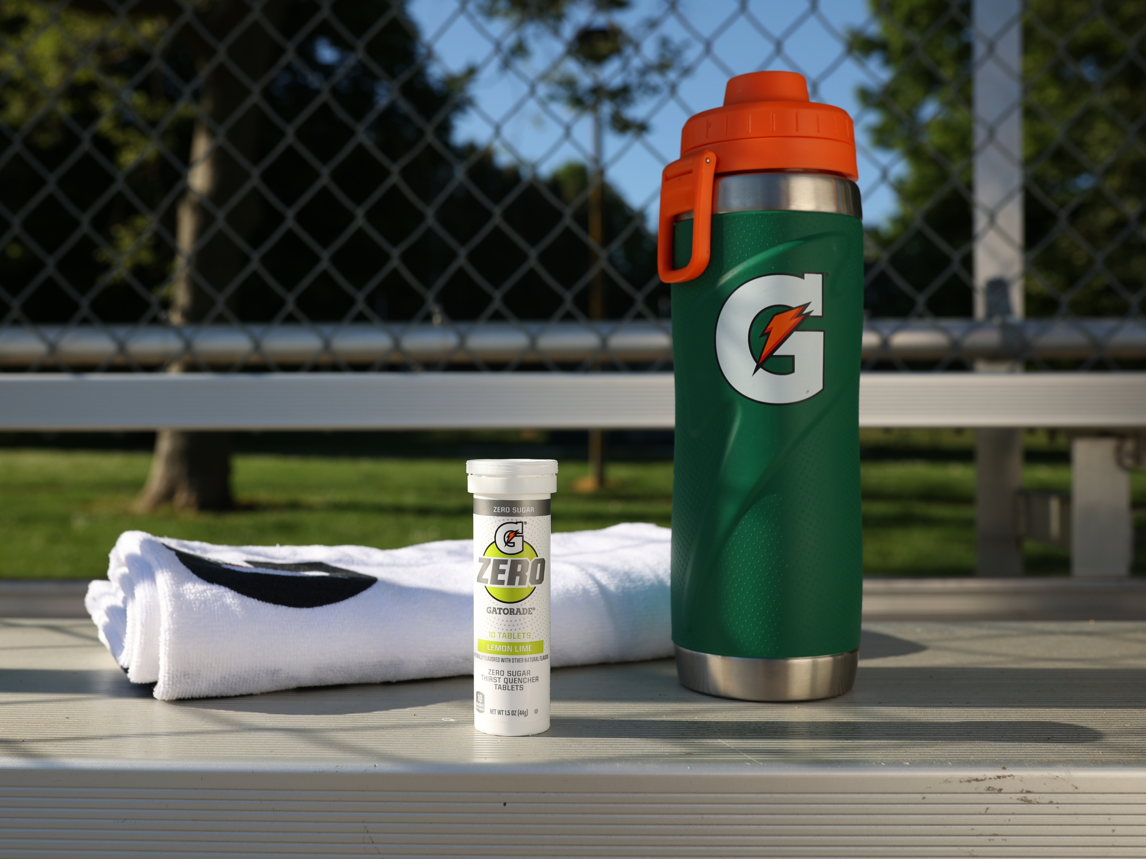 Gatorade zero lemon lime tablets with gx towel and stainless steel bottle