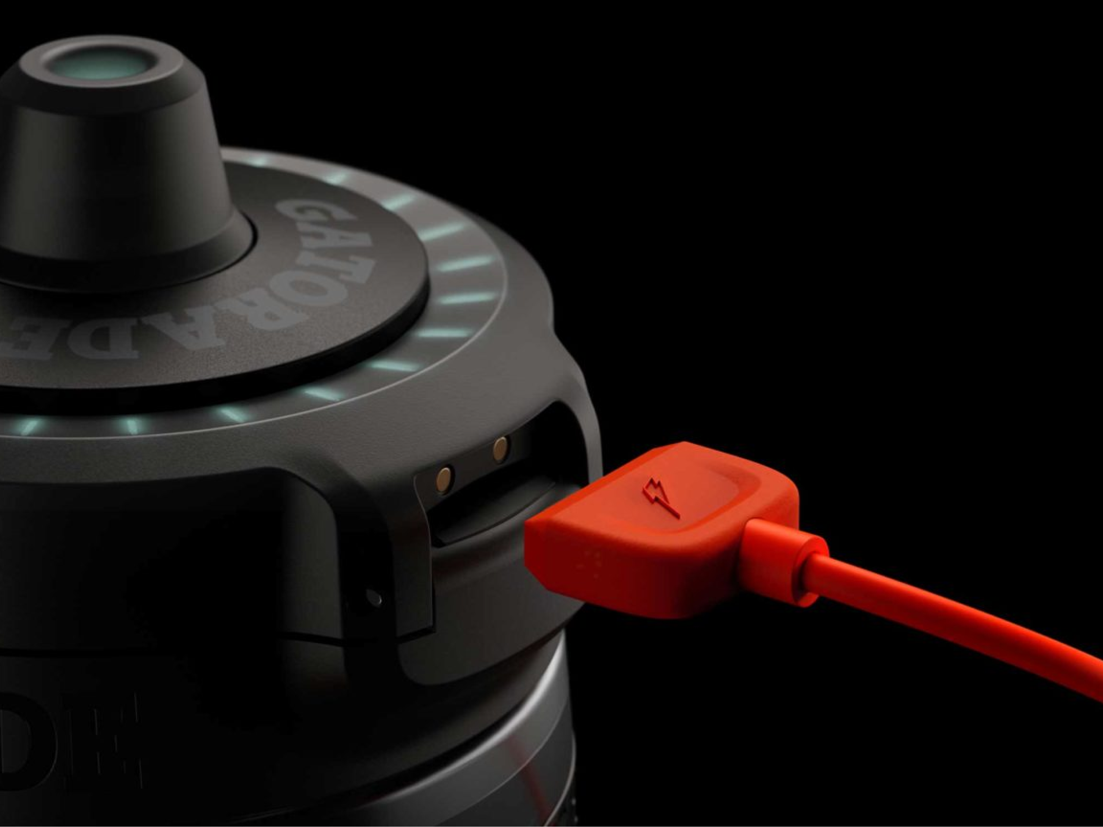 Charger plugging into Gatorade Smart Gx Bottle