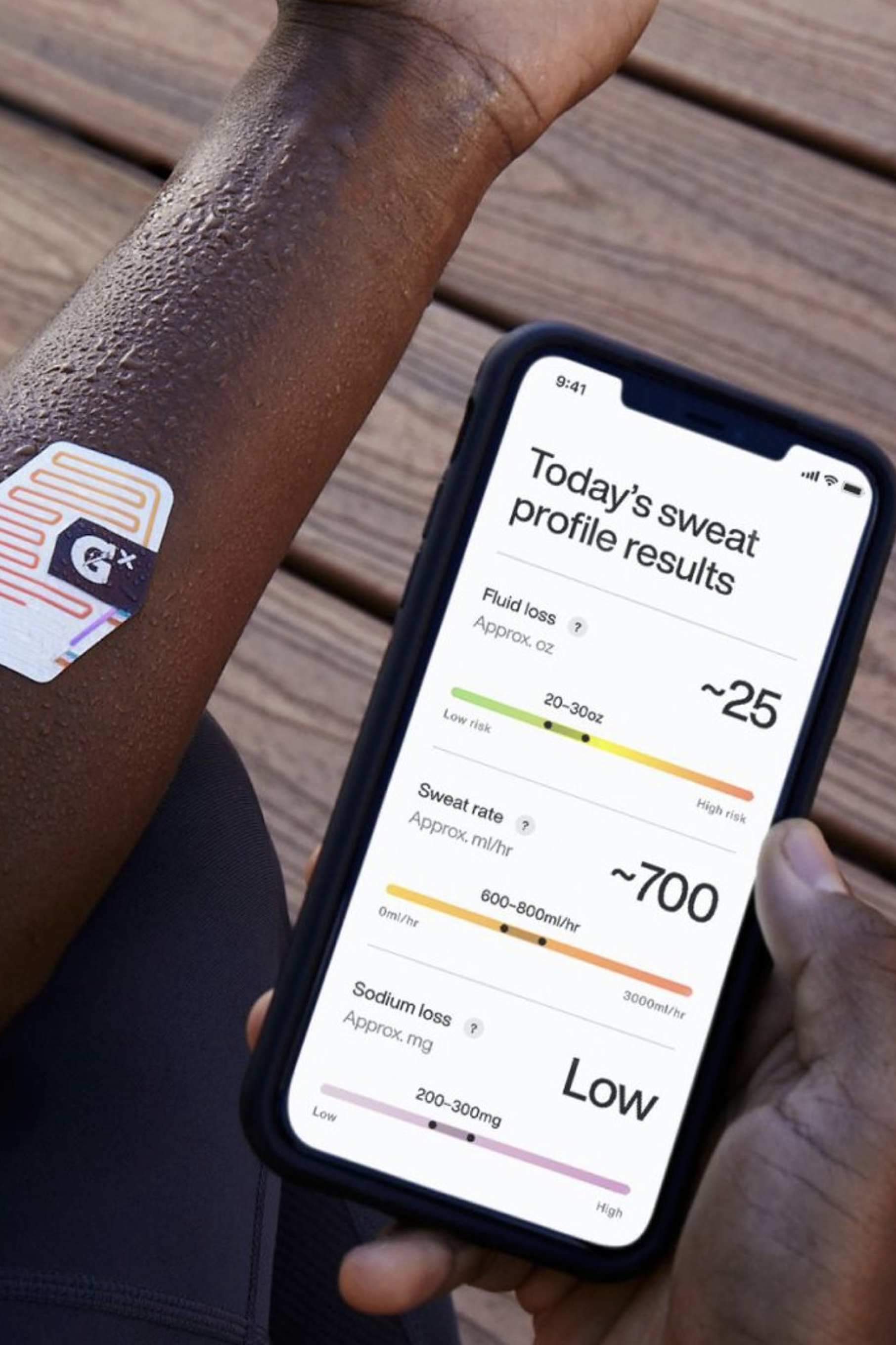 Athlete reviewing their sweat profile results on the Gx app