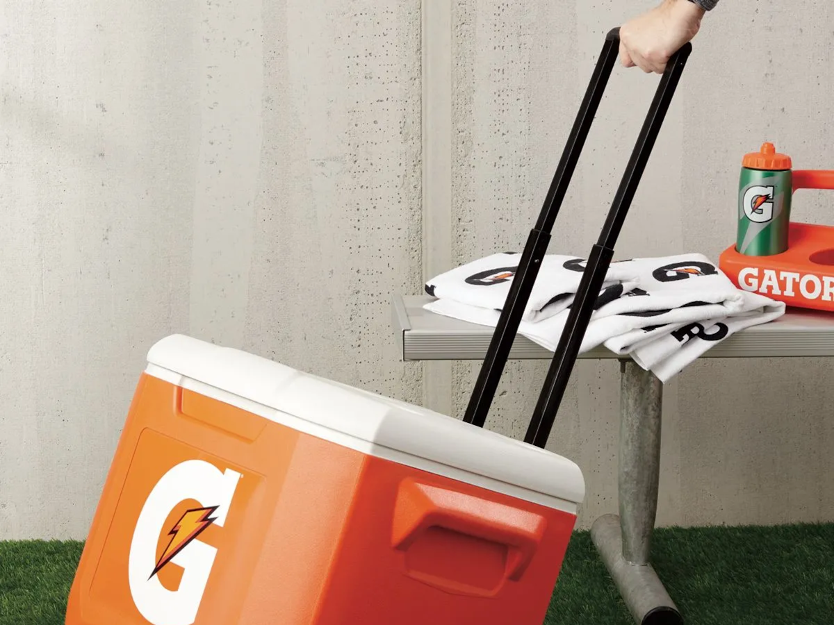 Orange Ice Chest with Wheels (60 quart) Gatorade Official Site