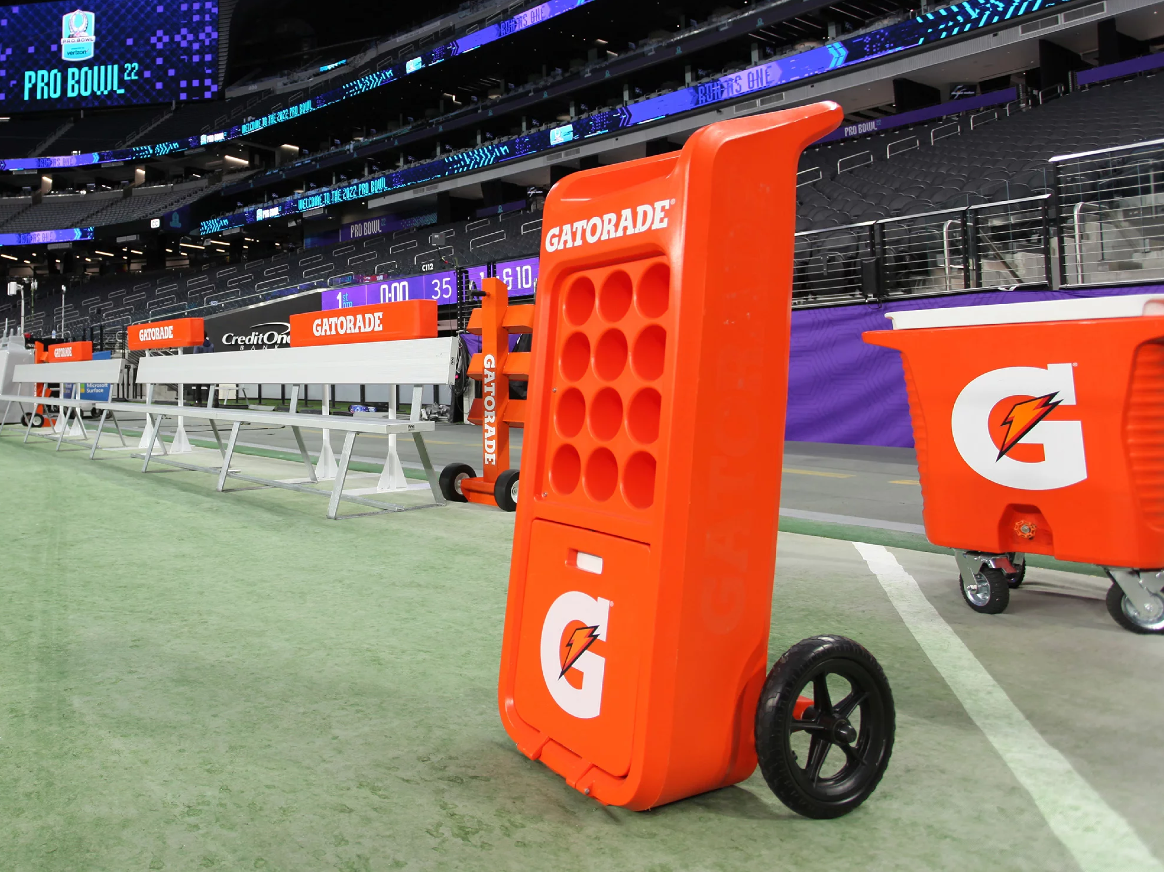 Gatorade Rover Bottle Cart on an NFL Field