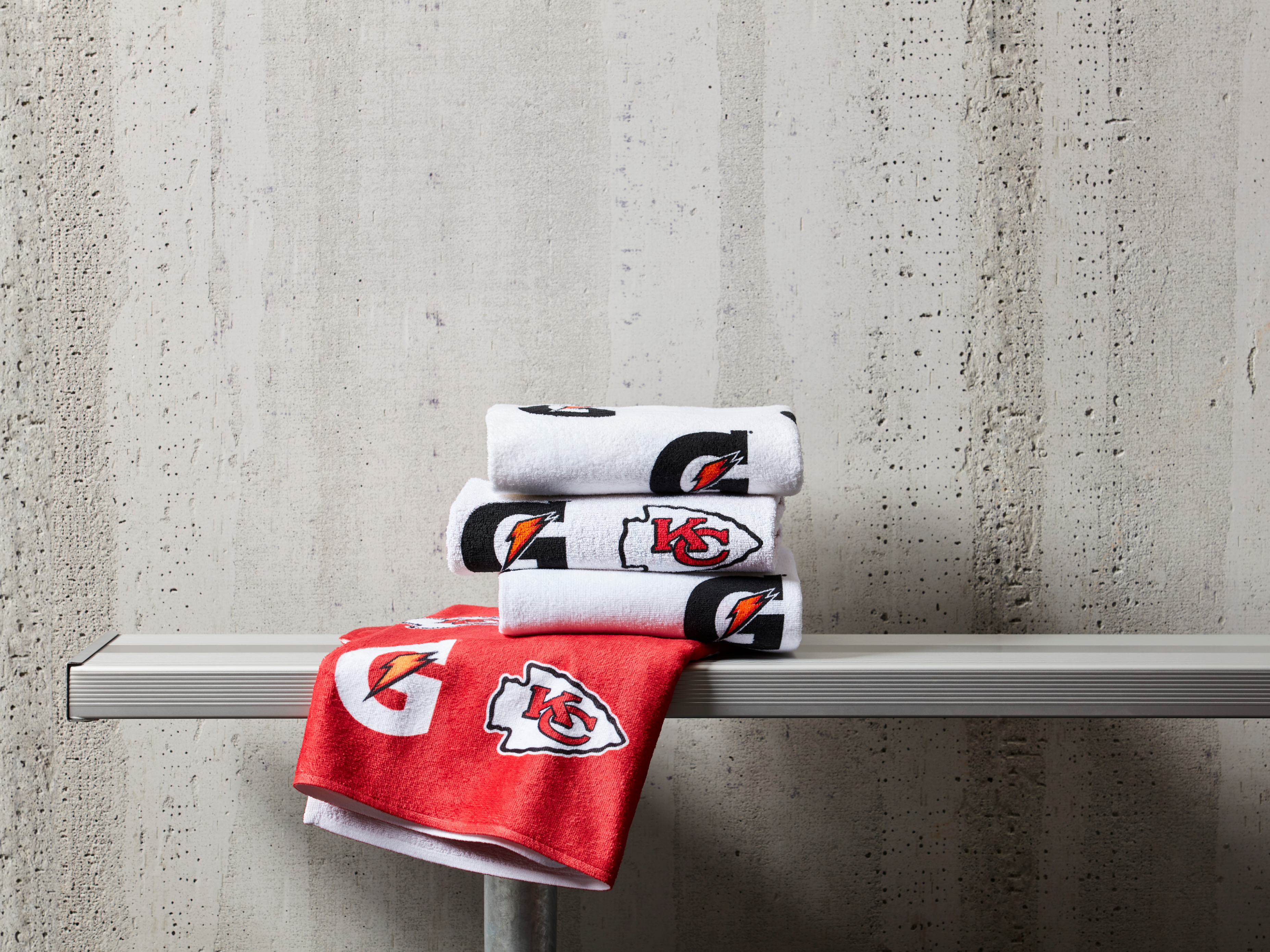 Kansas City Chiefs Pro Towel on a Bench