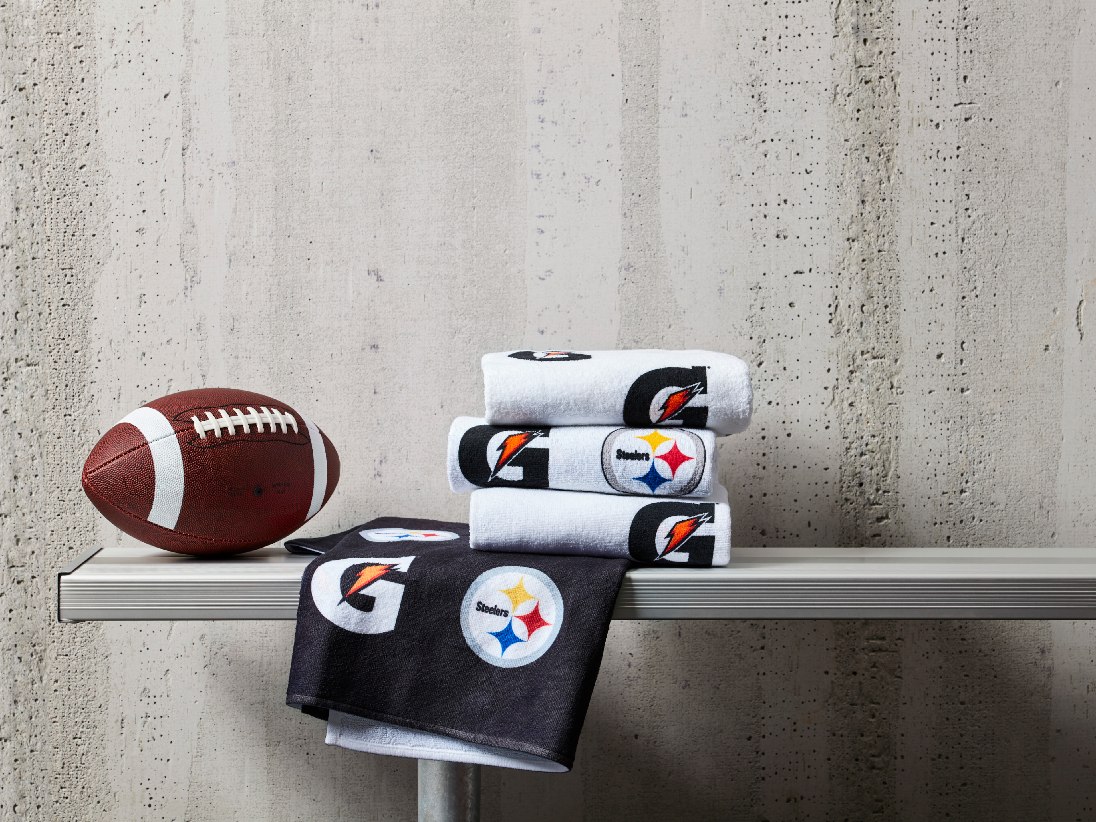 Pittsburgh Steelers Pro Towel on a Bench