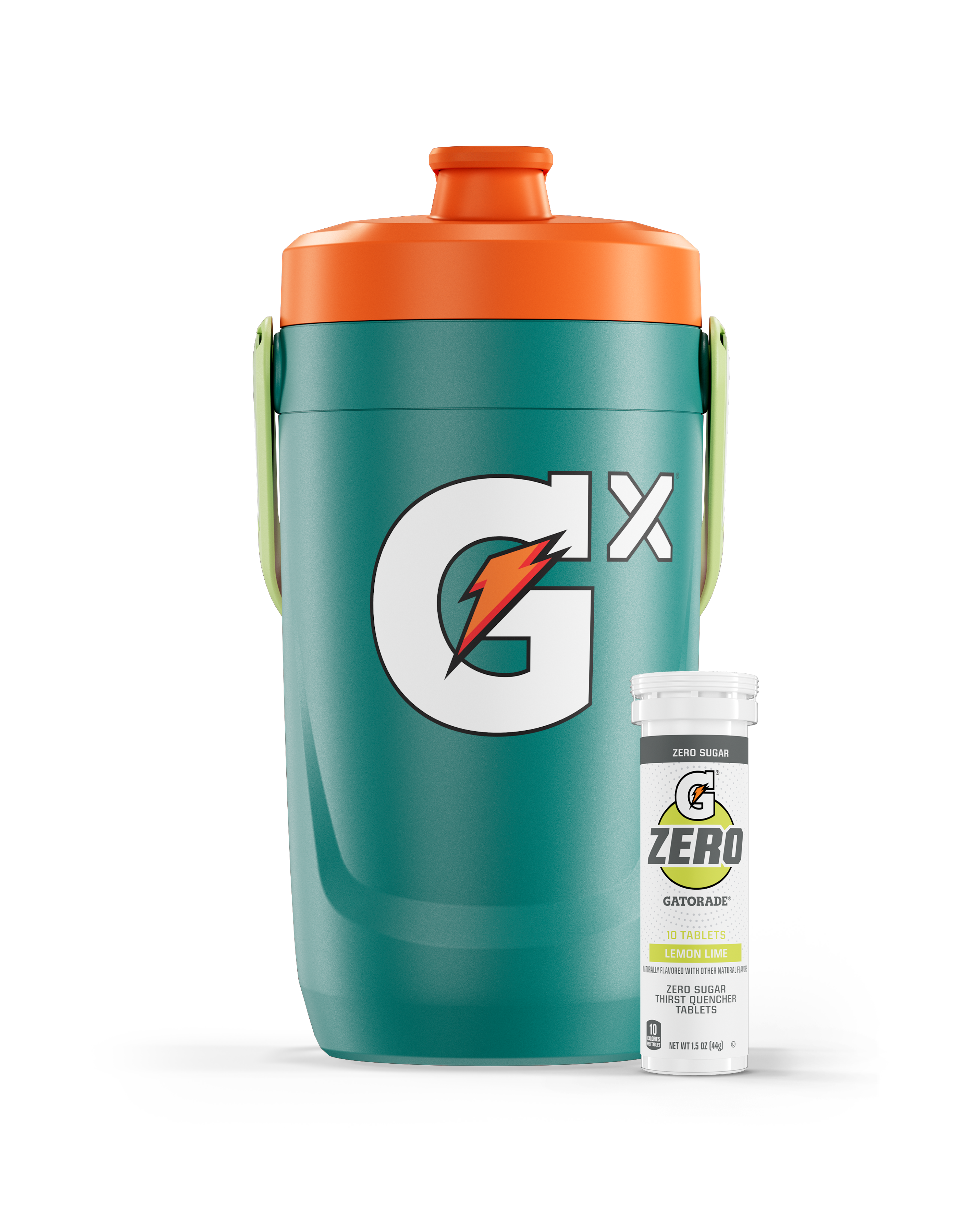 Gx Jug in jade with Gatorade zero tablets