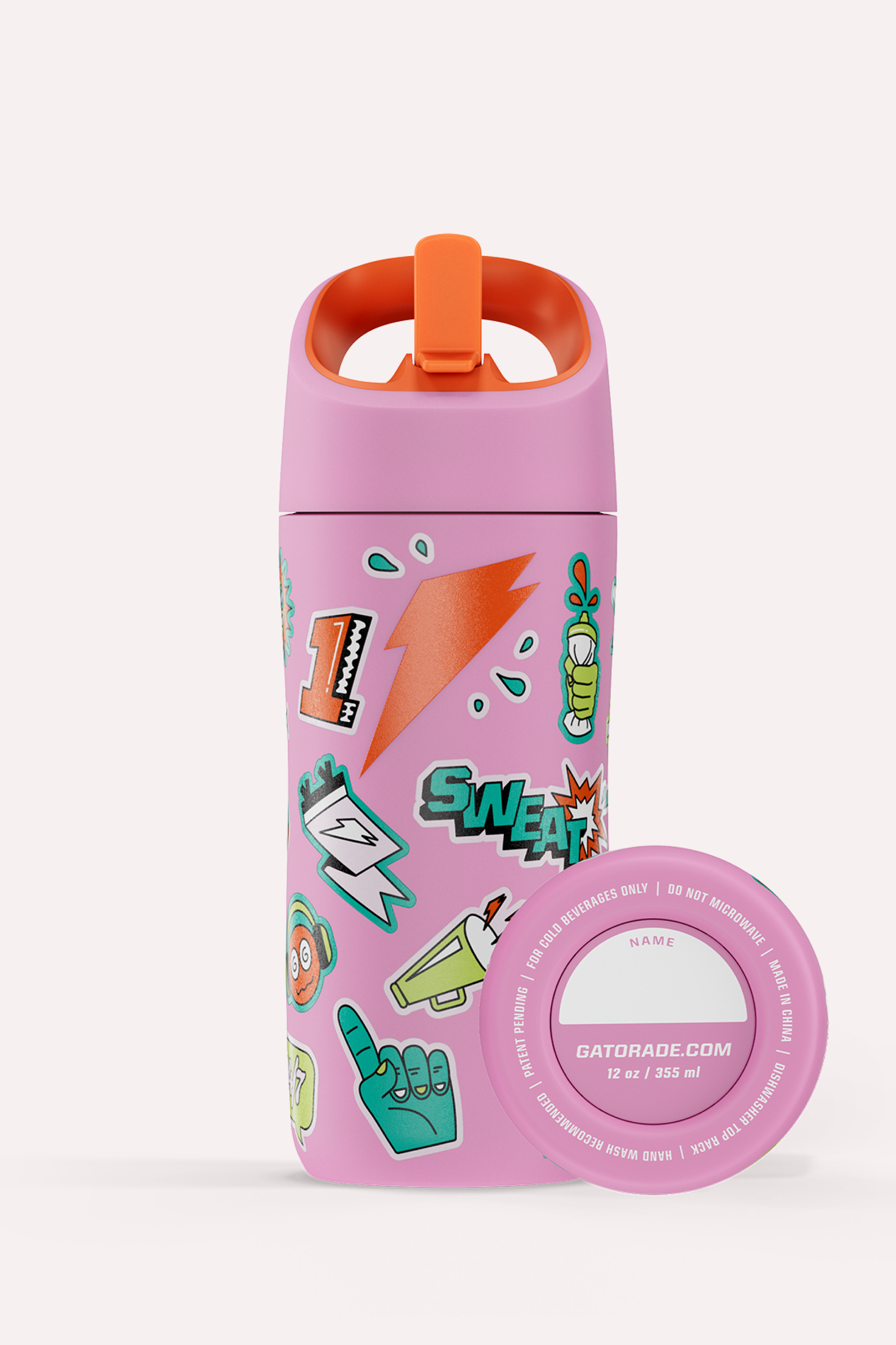 Rookie bottle in pink with stickers