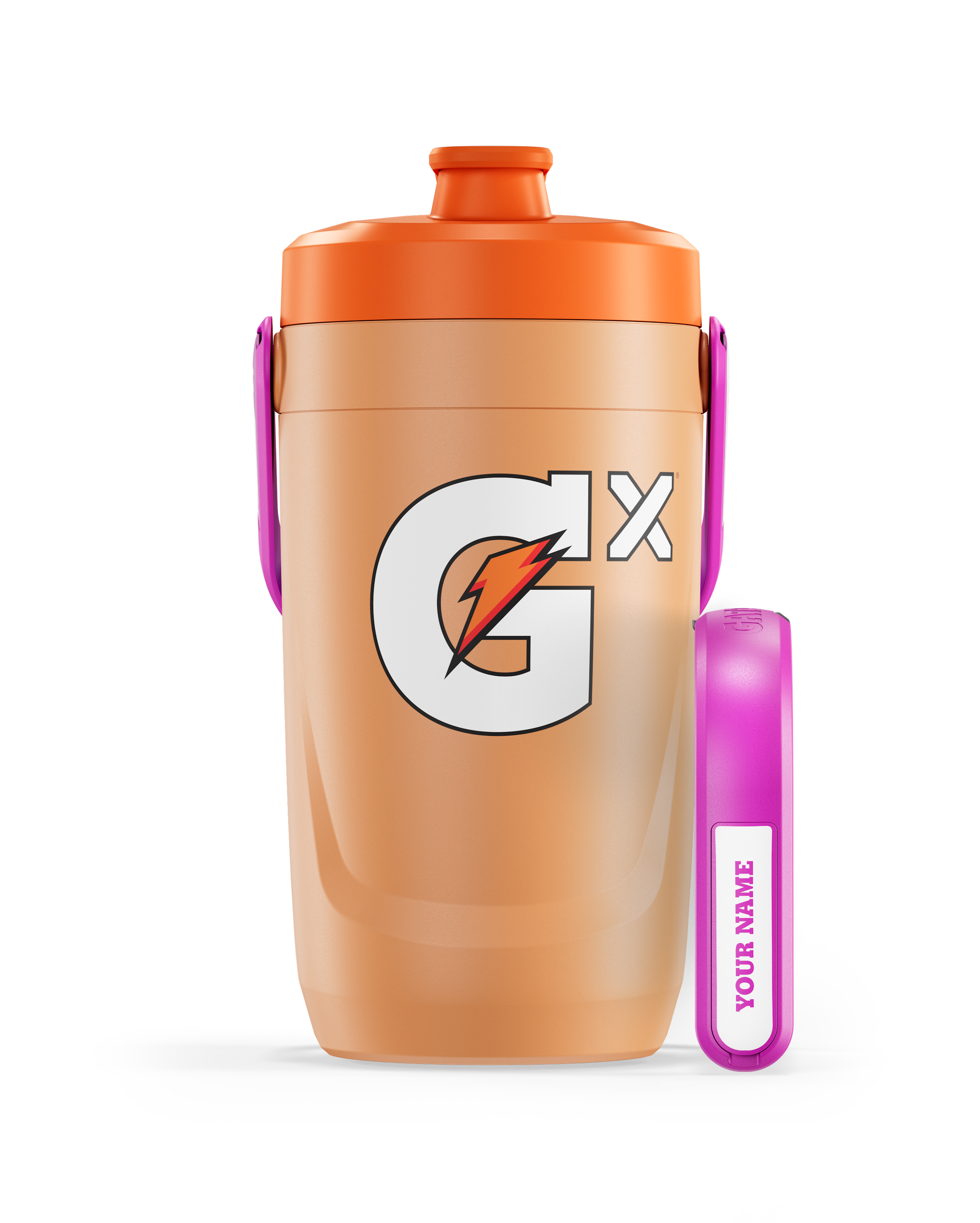 Jug in peach with purple handle