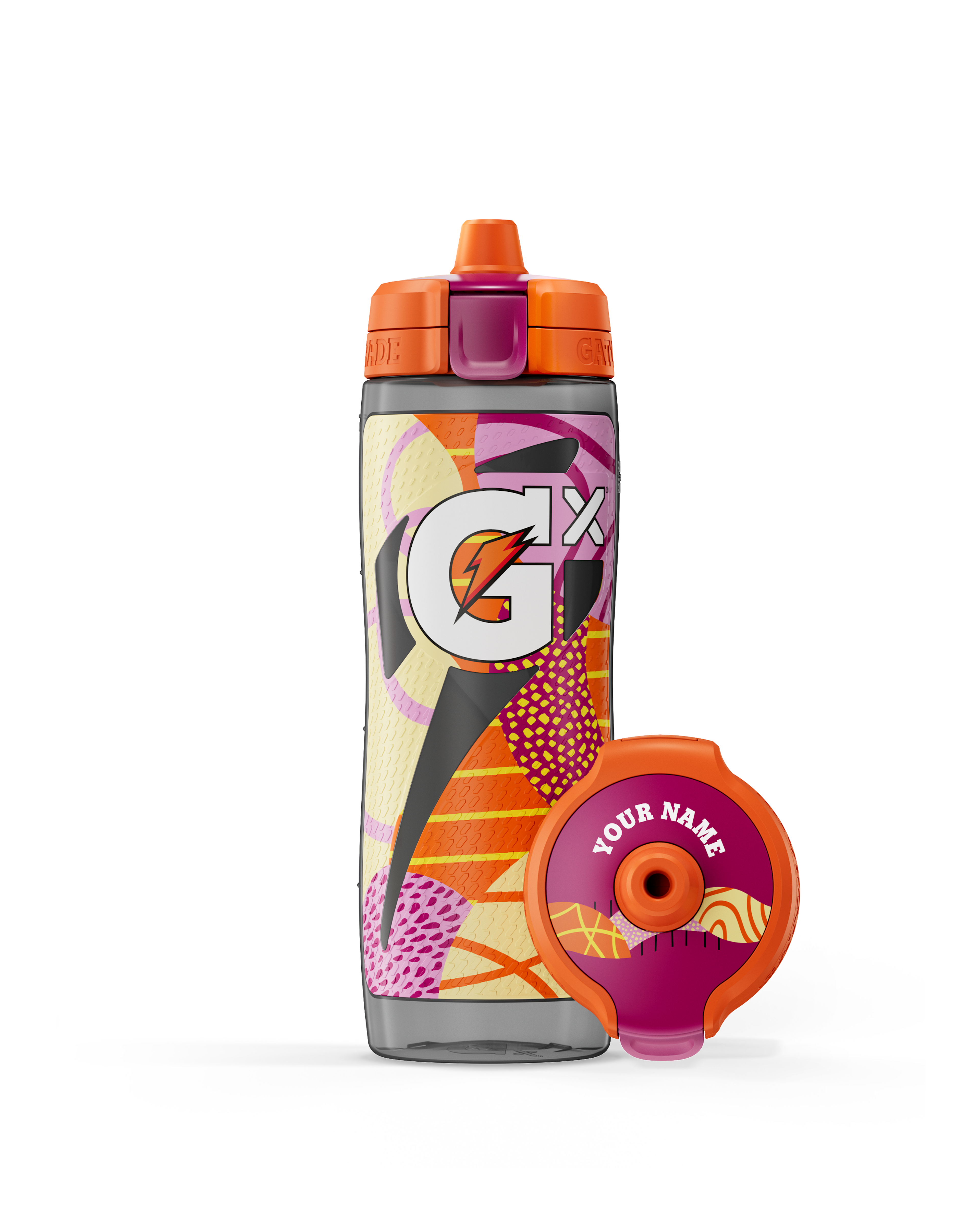 Montage pink and orange bottle