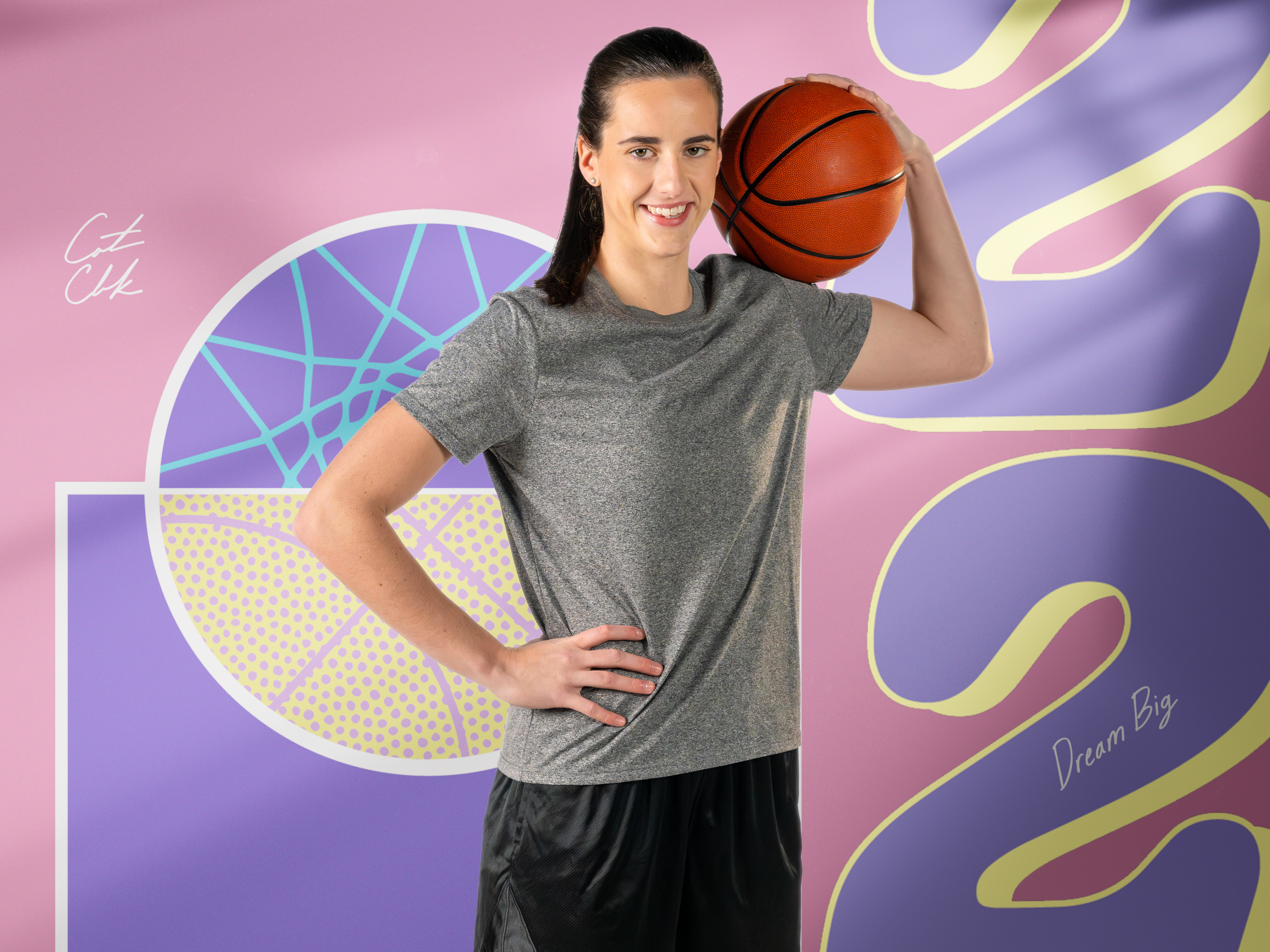 Caitlin Clark with basketball