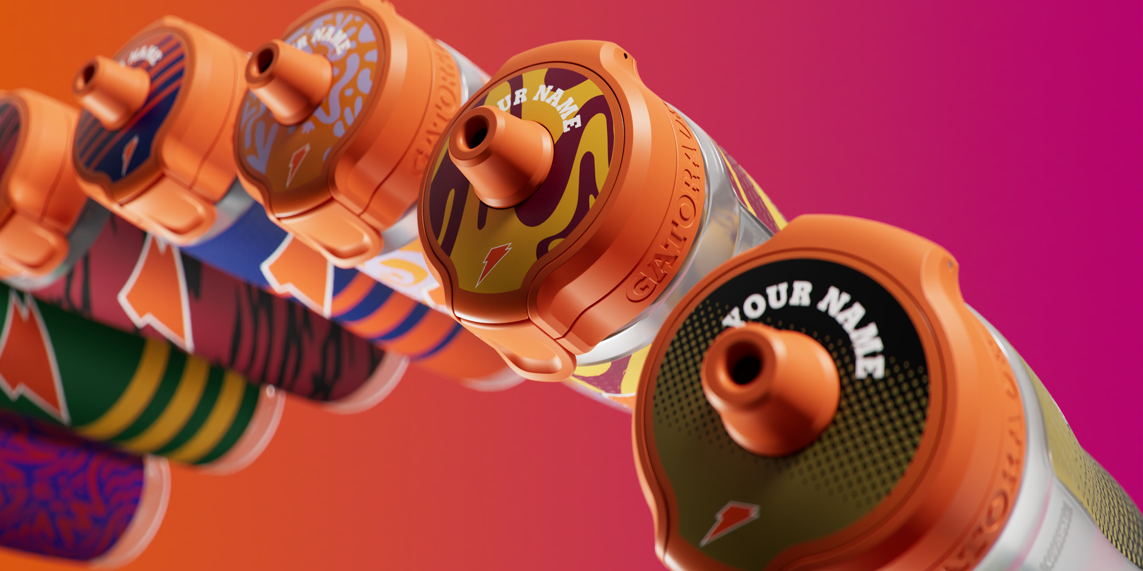 Custom Bottle with bolt in different customizable options.