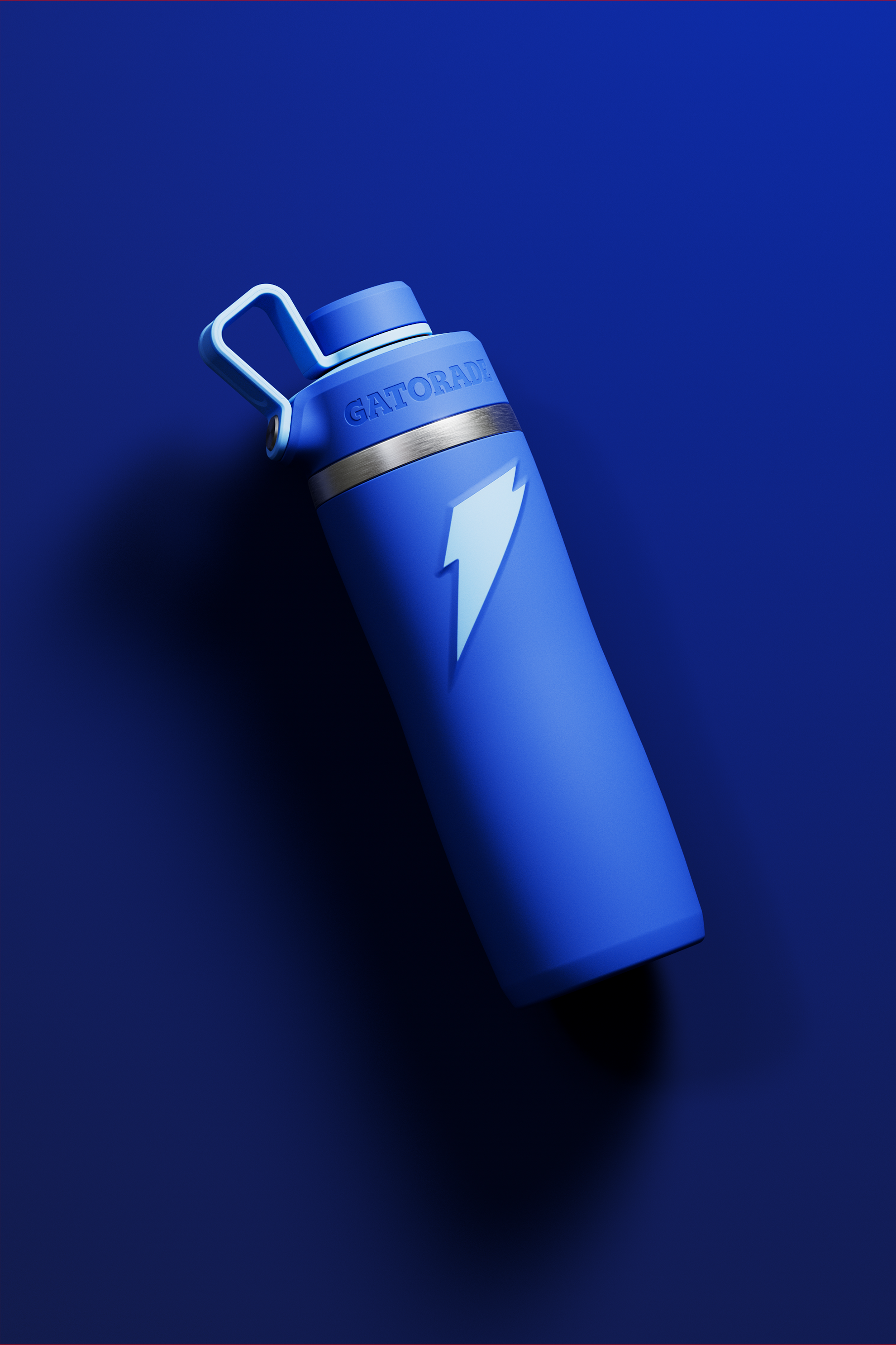 Blue Overtime Stainless Steel Bottle with Screw Cap on blue background