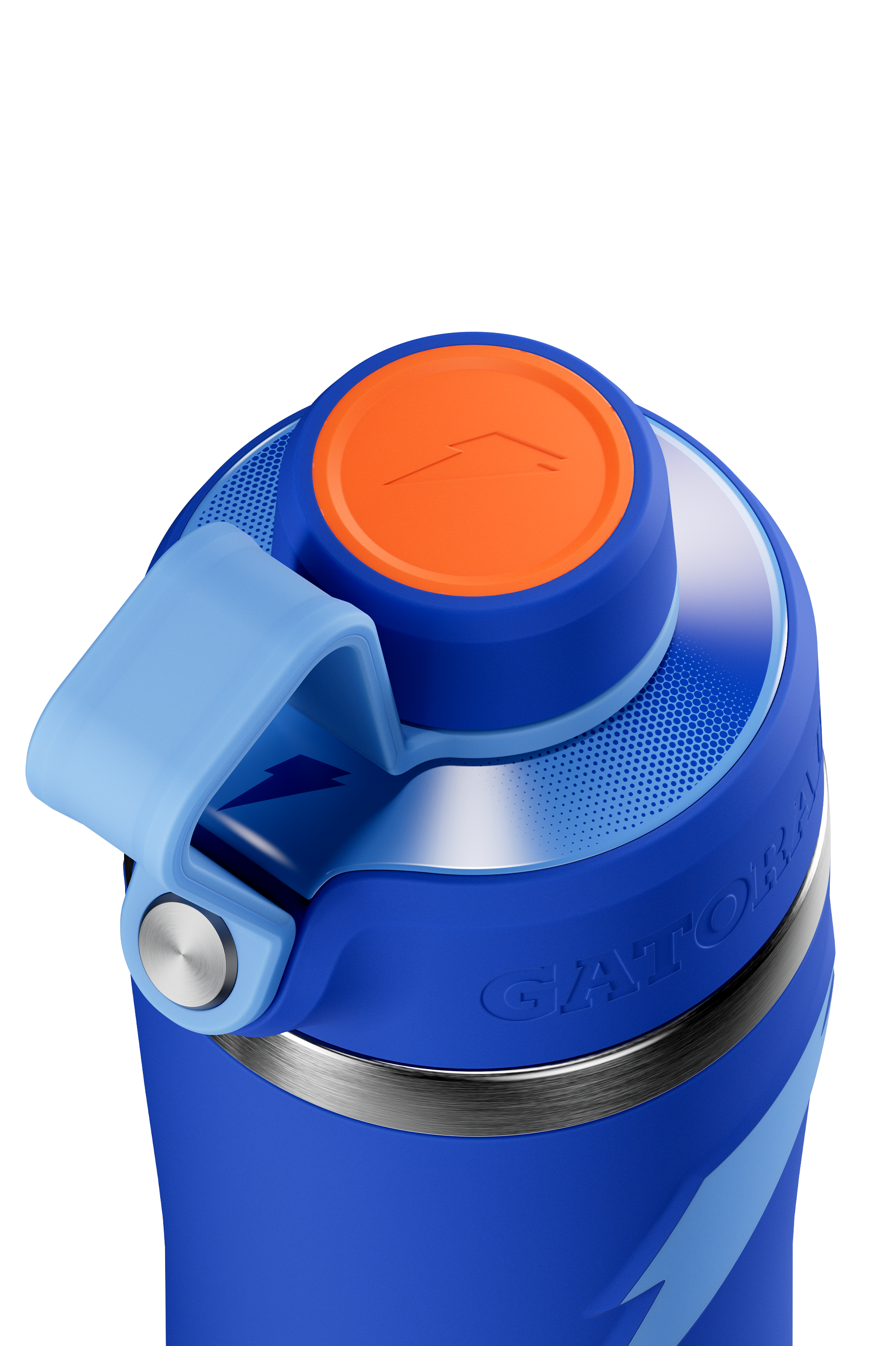 Blue Overtime Stainless Steel Bottle with Screw Cap close up